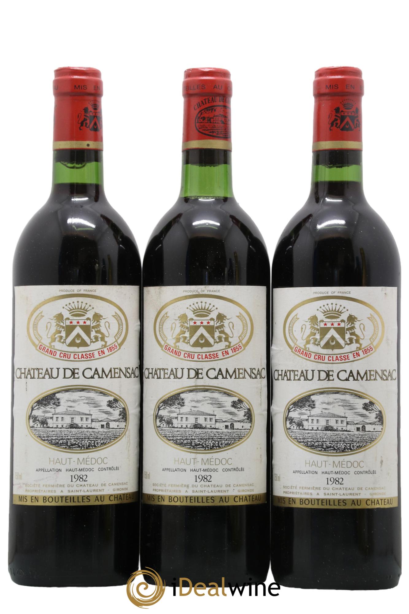 Château Camensac 5ème Grand Cru Classé 1982 - Lot de 3 bouteilles - 0