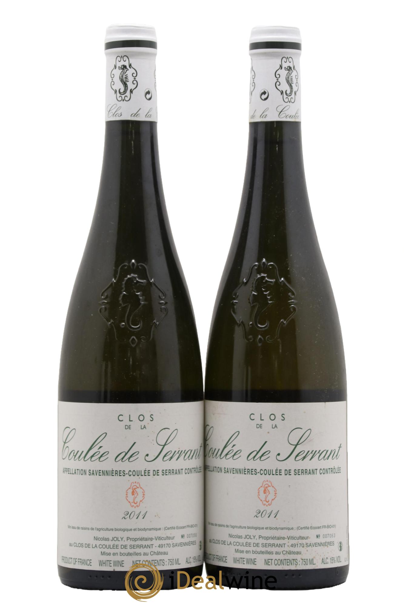 Savennières Clos de la Coulée de Serrant Vignobles de la Coulée de Serrant - Nicolas Joly 2011 - Lot of 2 bottles - 0