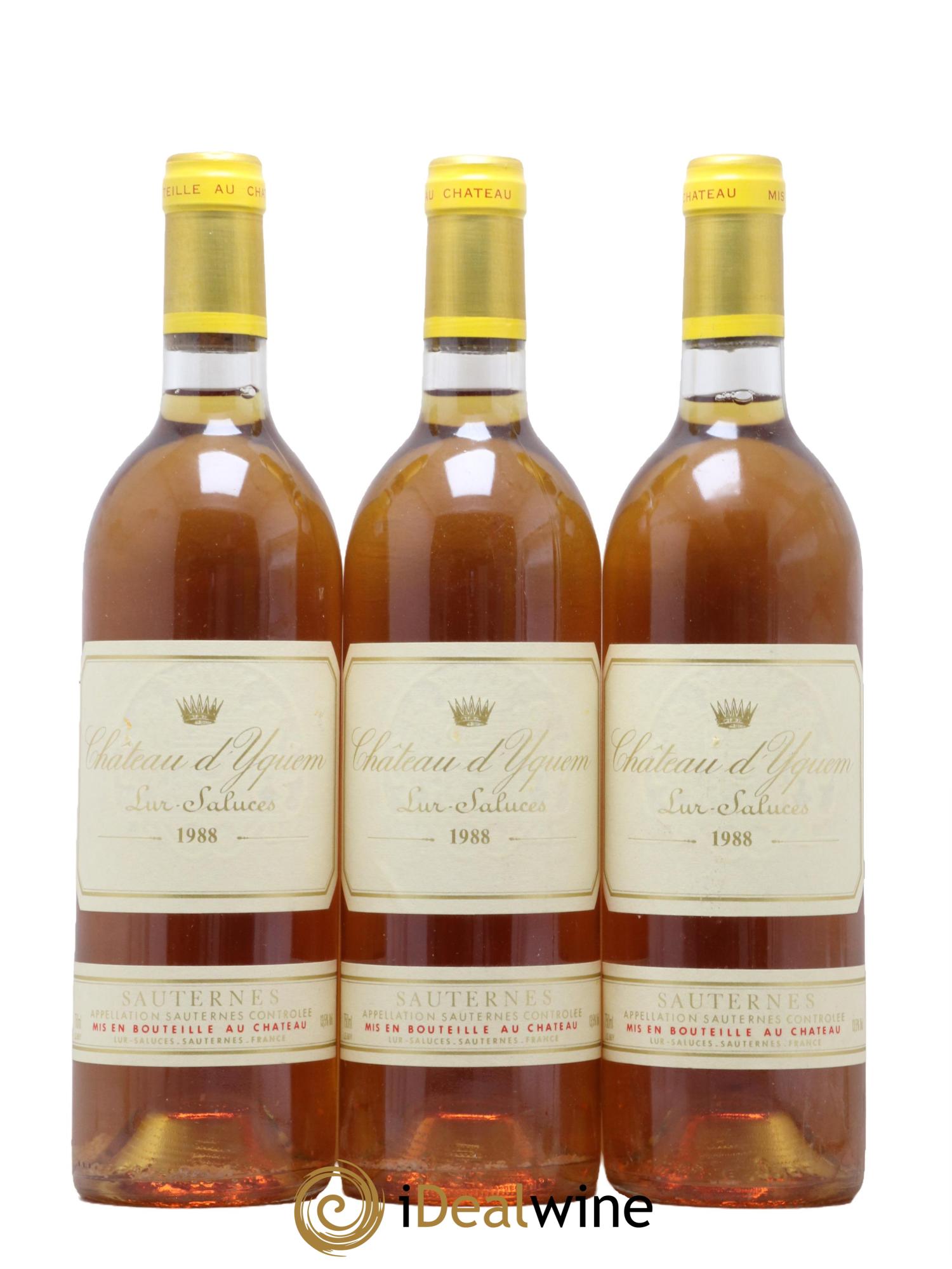 Château d' Yquem 1er Cru Classé Supérieur 1988 - Lot de 3 bouteilles - 0