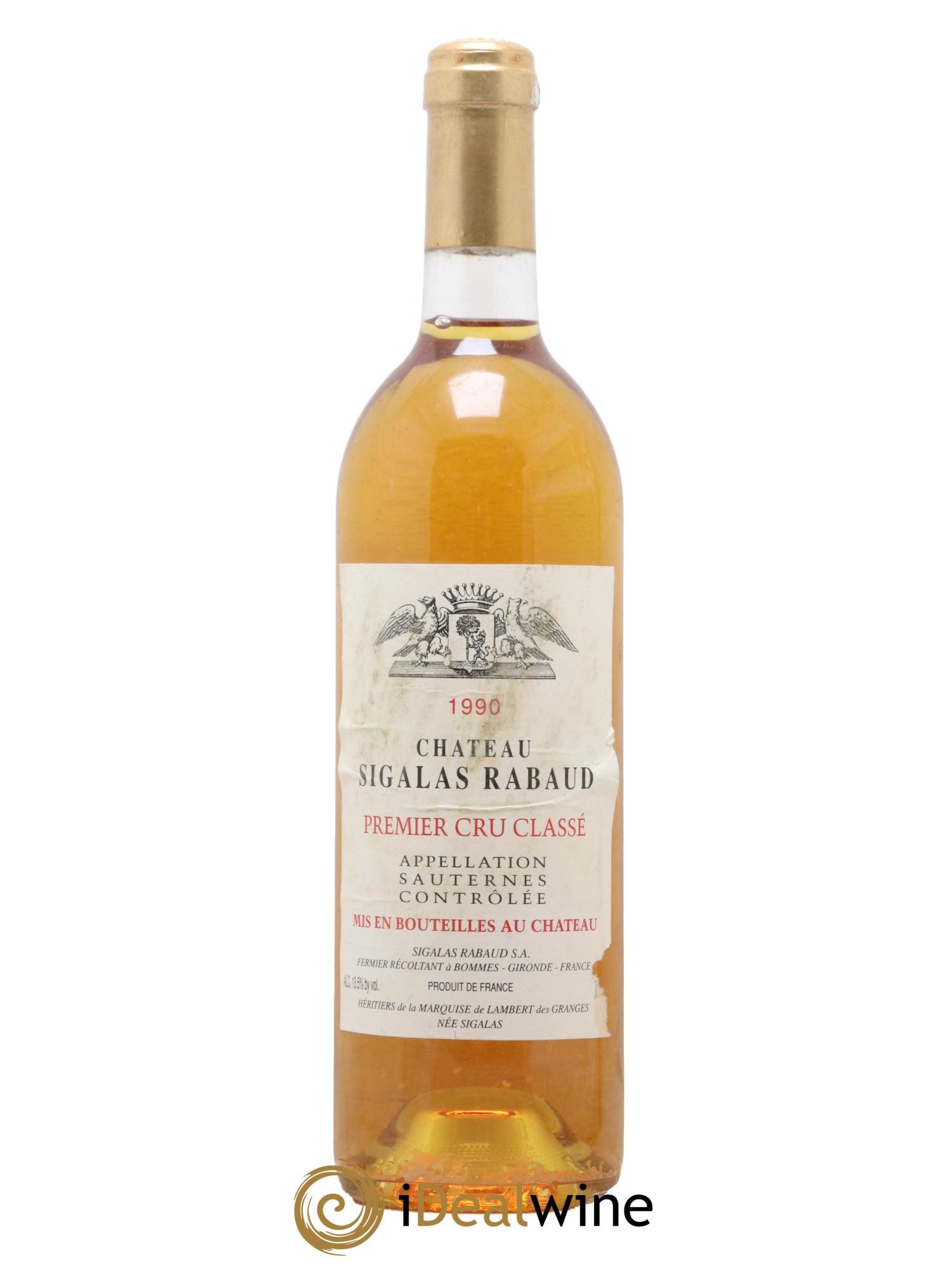 Château Sigalas Rabaud 1er Grand Cru Classé 1990 - Posten von 1 Flasche - 0