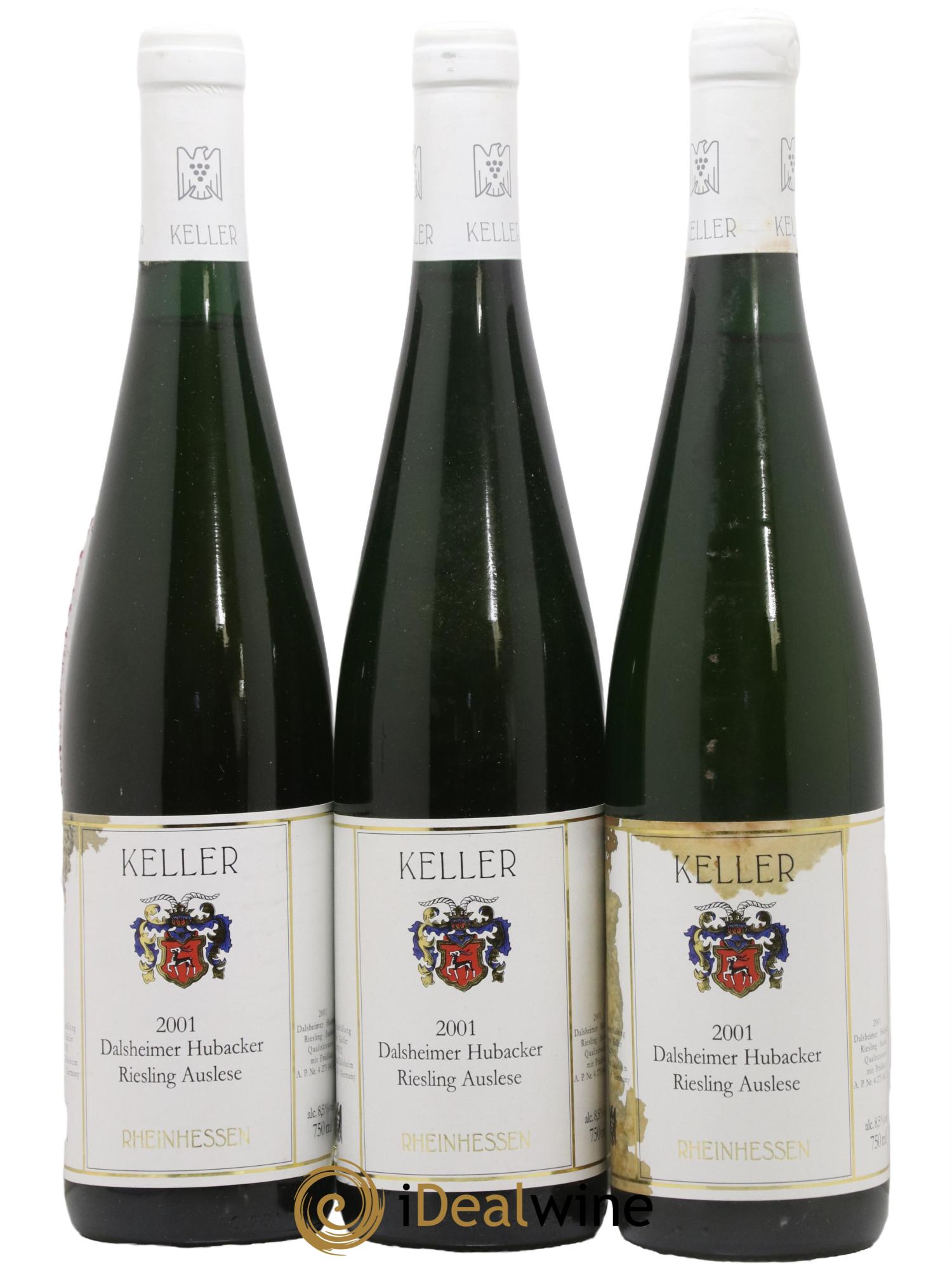 Allemagne Rheinhessen Riesling Auslese Dalsheimer Hubacker Weingut Keller 2001 - Lot de 3 bouteilles - 0