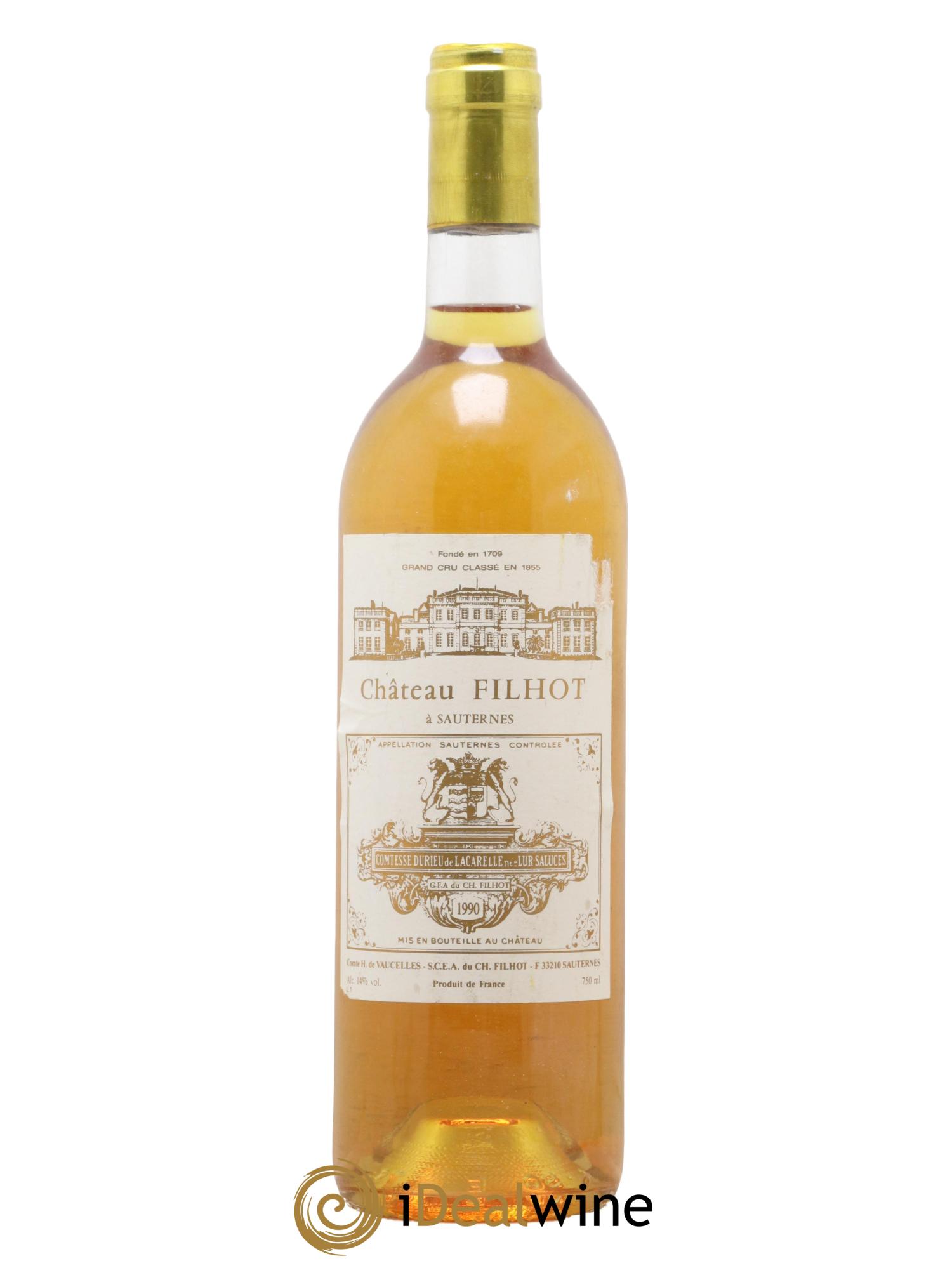 Château Filhot 2ème Grand Cru Classé 1990 - Posten von 1 Flasche - 0