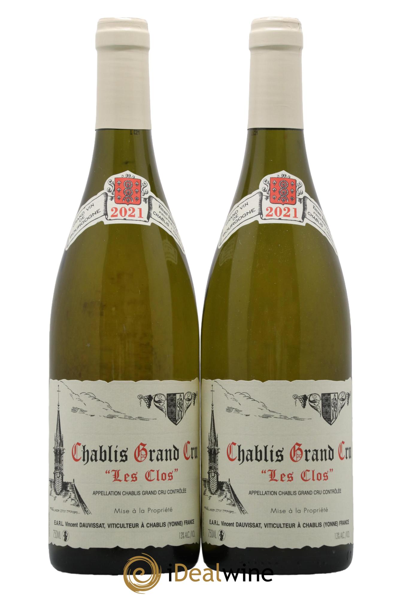 Chablis Grand Cru Les Clos Vincent Dauvissat (Domaine)  2021 - Lot of 2 bottles - 0