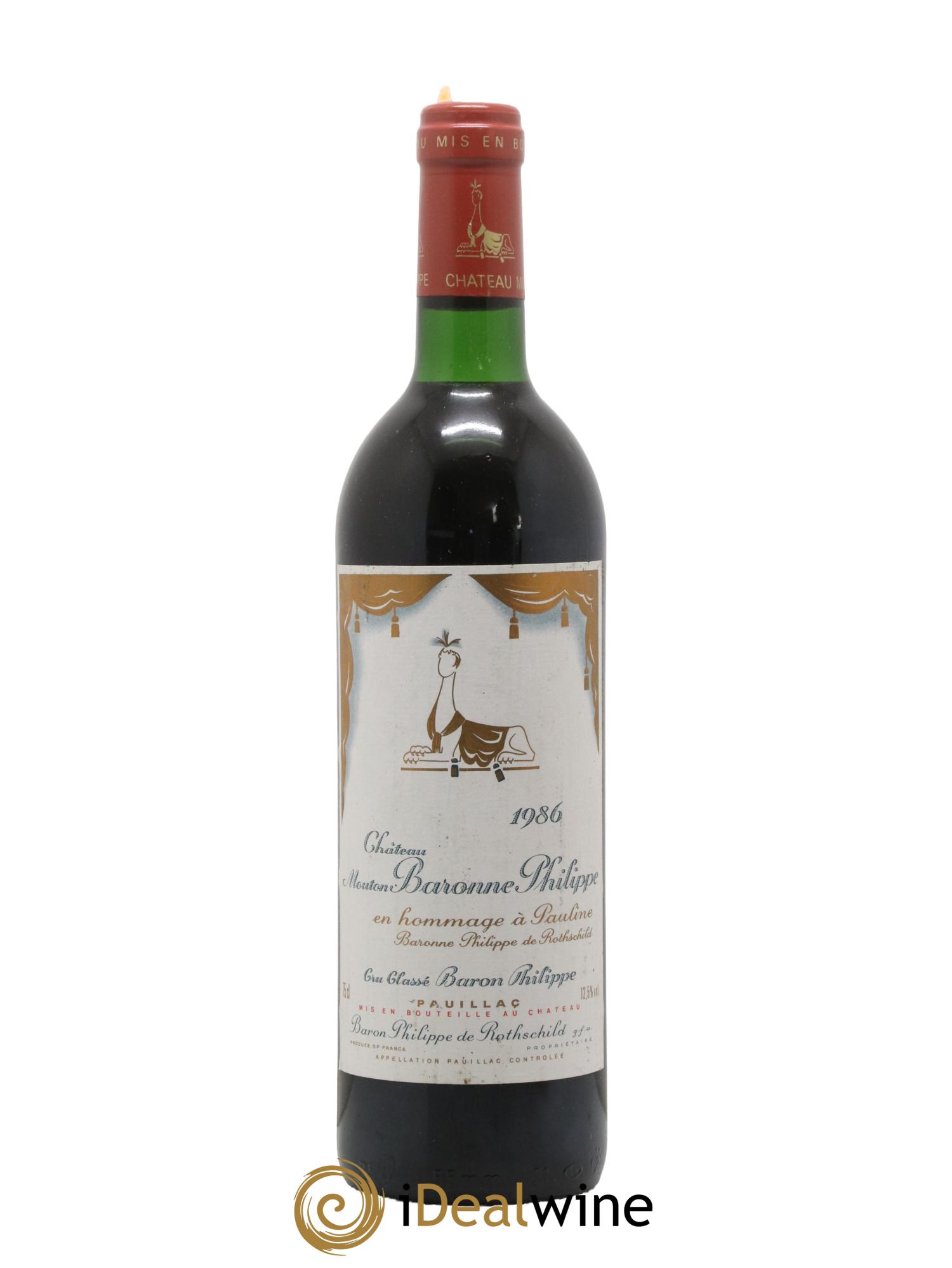 Château d' Armailhac - Mouton Baron(ne) Philippe 5ème Grand Cru Classé 1986 - Posten von 1 Flasche - 0