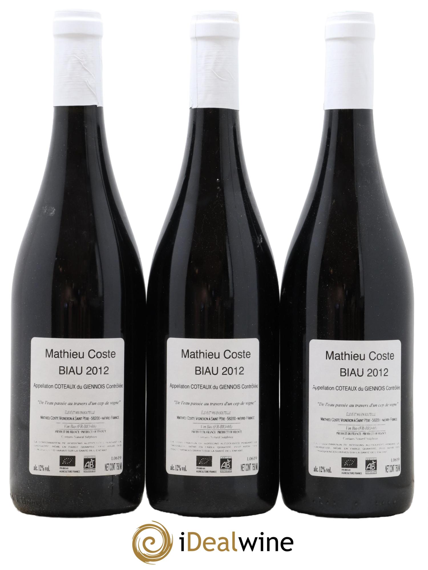 Vin de France Biau Mathieu Coste 2012 - Lot de 3 bouteilles - 1