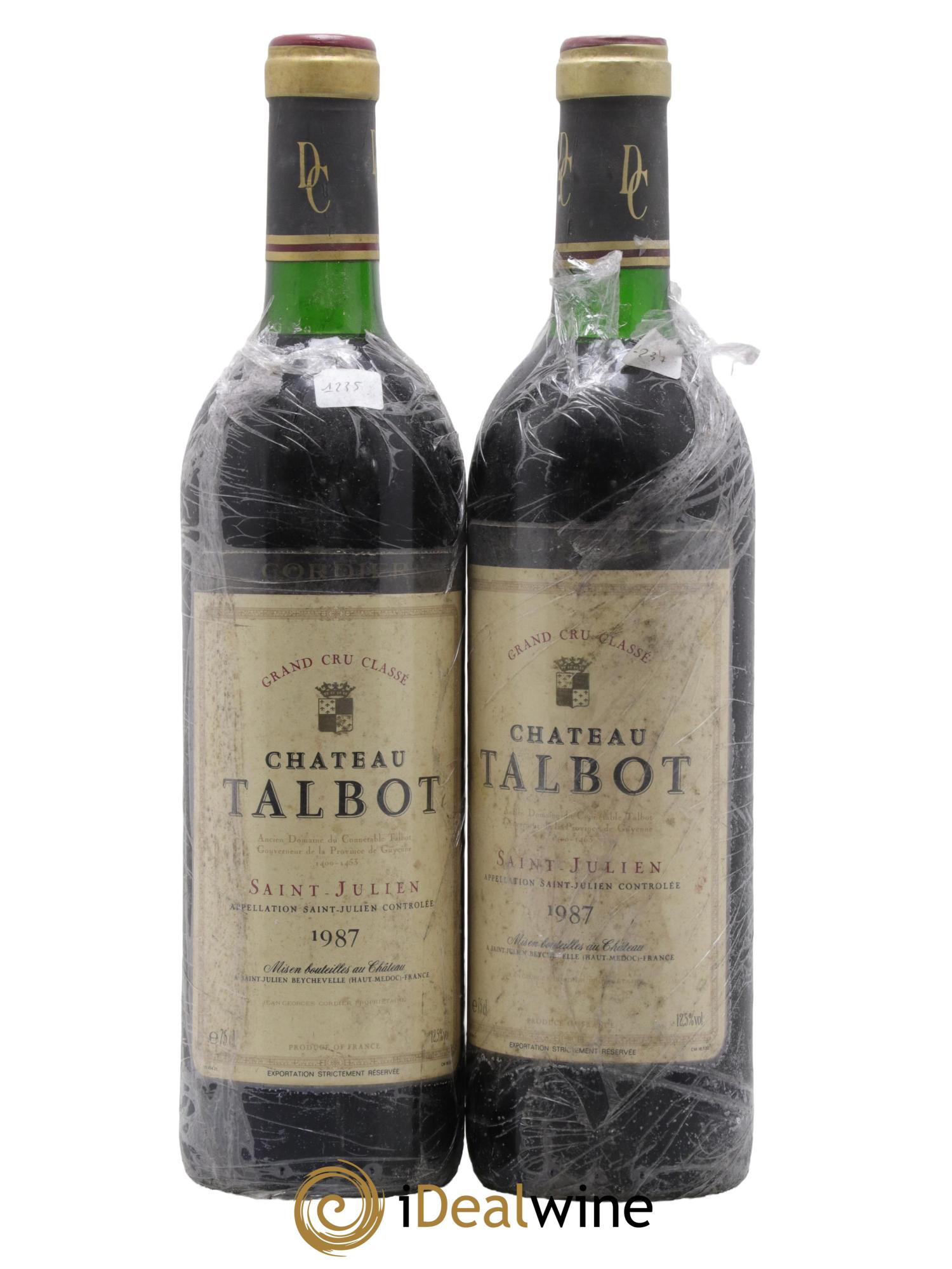 Château Talbot 4ème Grand Cru Classé 1987 - Lotto di 2 bottiglie - 0