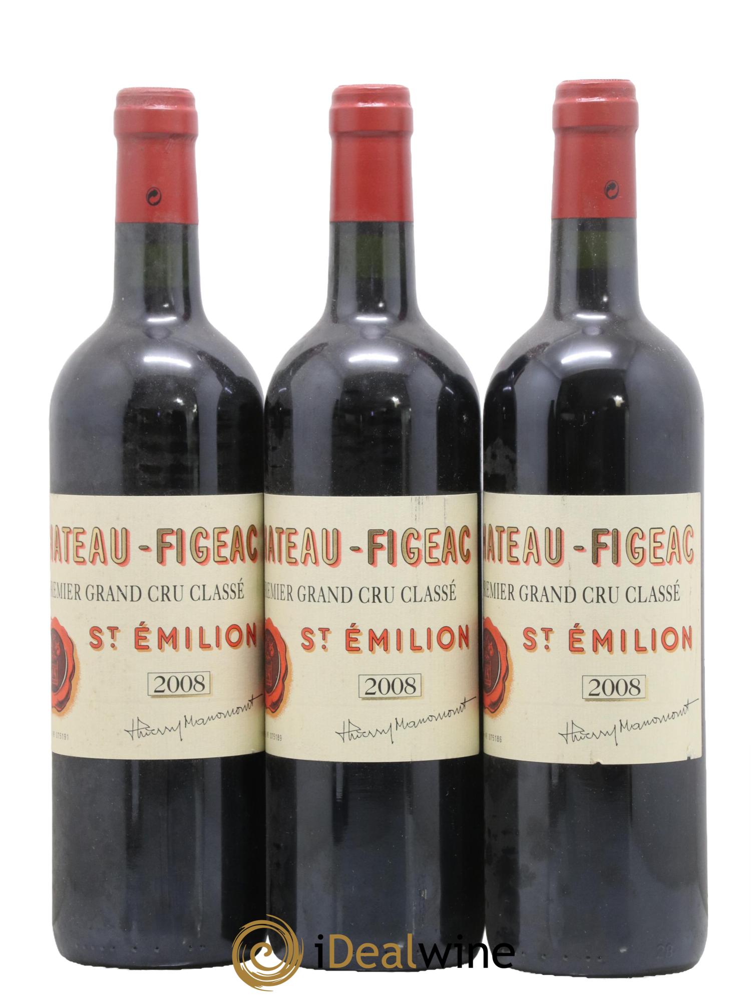 Château Figeac 1er Grand Cru Classé A 2008 - Lot de 3 bouteilles - 0