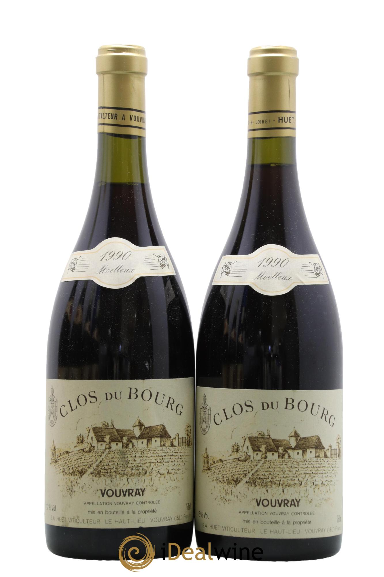 Vouvray Clos du Bourg Moelleux Domaine Huet 1990 - Lotto di 2 bottiglie - 0