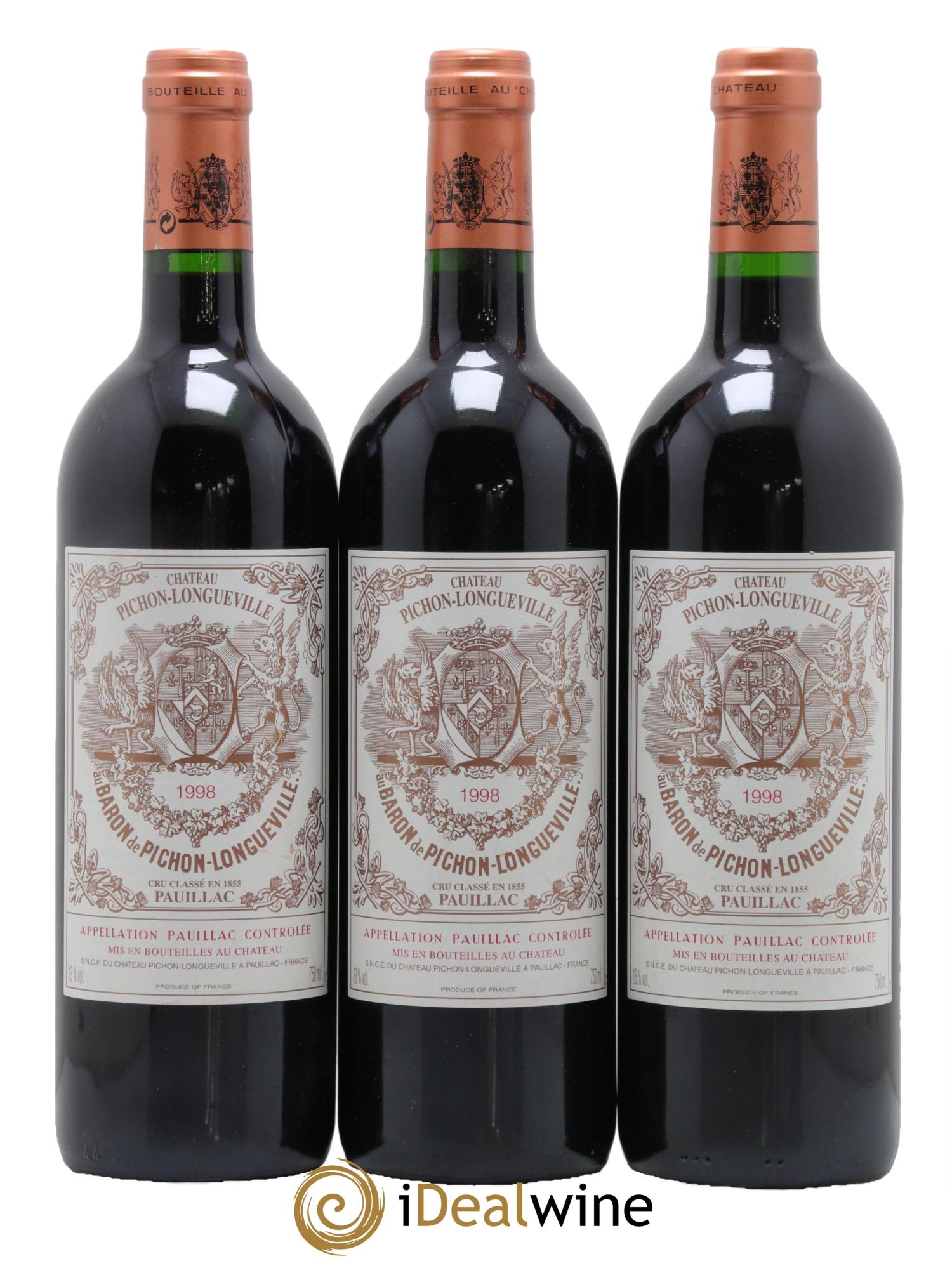 Pichon Longueville Baron 2ème Grand Cru Classé 1998 - Posten von 3 Flaschen - 0