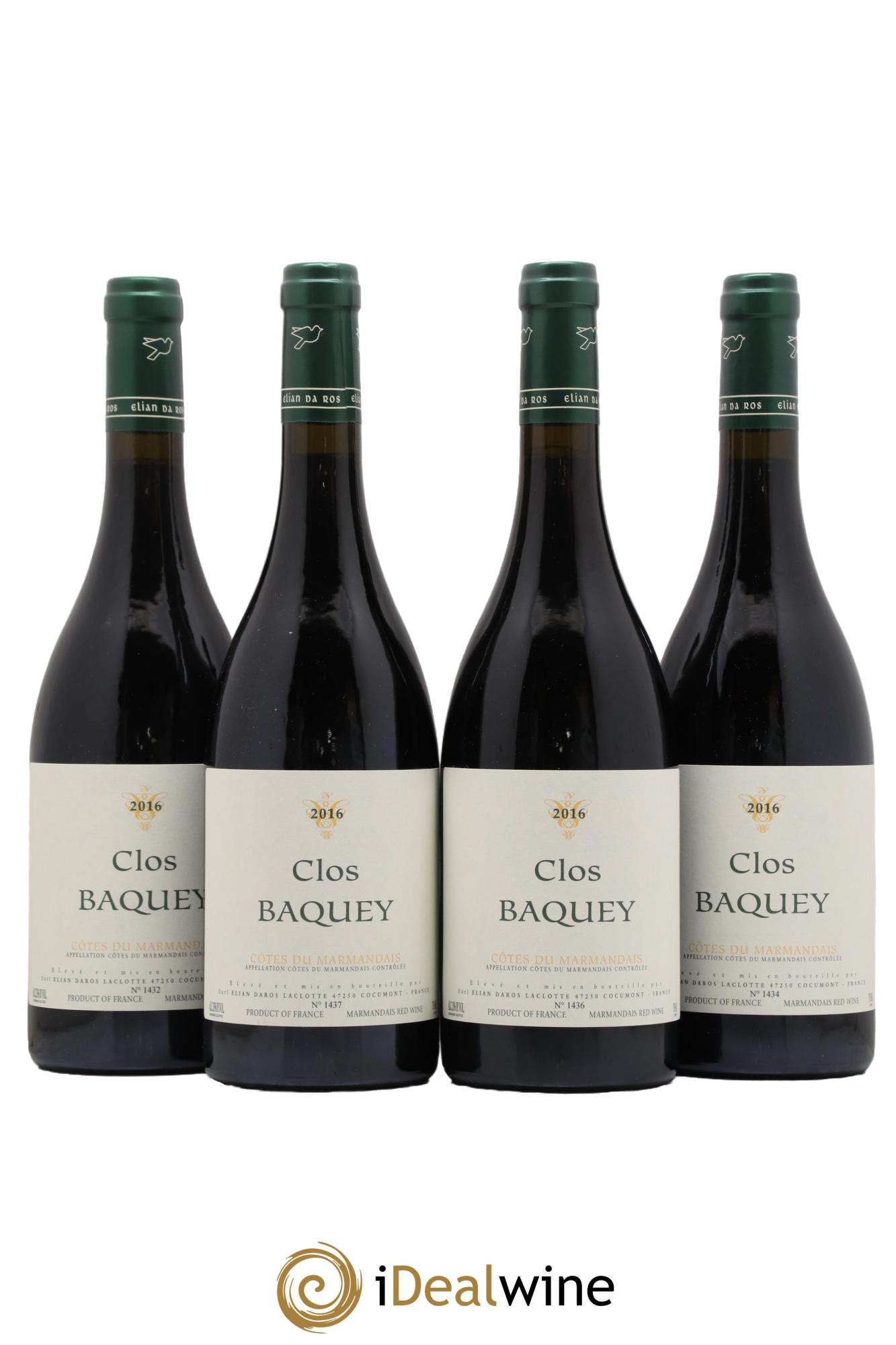 Côtes du Marmandais Clos Baquey Elian Da Ros (Domaine) 2016 - Posten von 4 Flaschen - 0