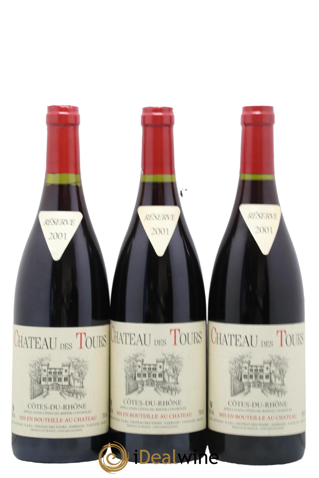 Côtes du Rhône Château des Tours Emmanuel Reynaud 2001 - Lot de 3 bouteilles - 0