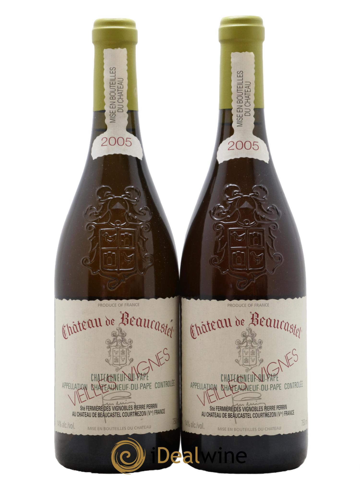 Châteauneuf-du-Pape Château de Château de Beaucastel Vieilles vignes Roussanne Famille Perrin 2005 - Lot of 2 bottles - 0