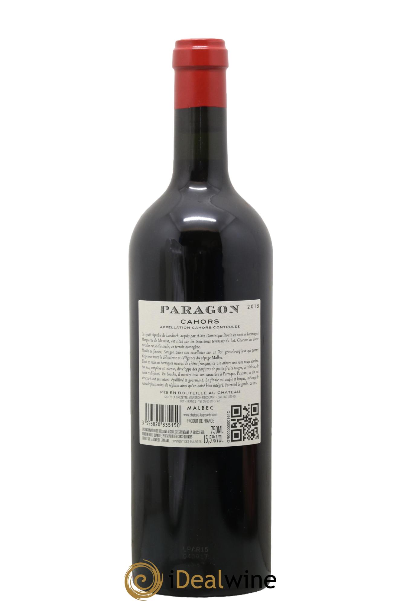 Cahors Paragon Massaut Lagrezette 2015 - Lot de 1 bouteille - 1