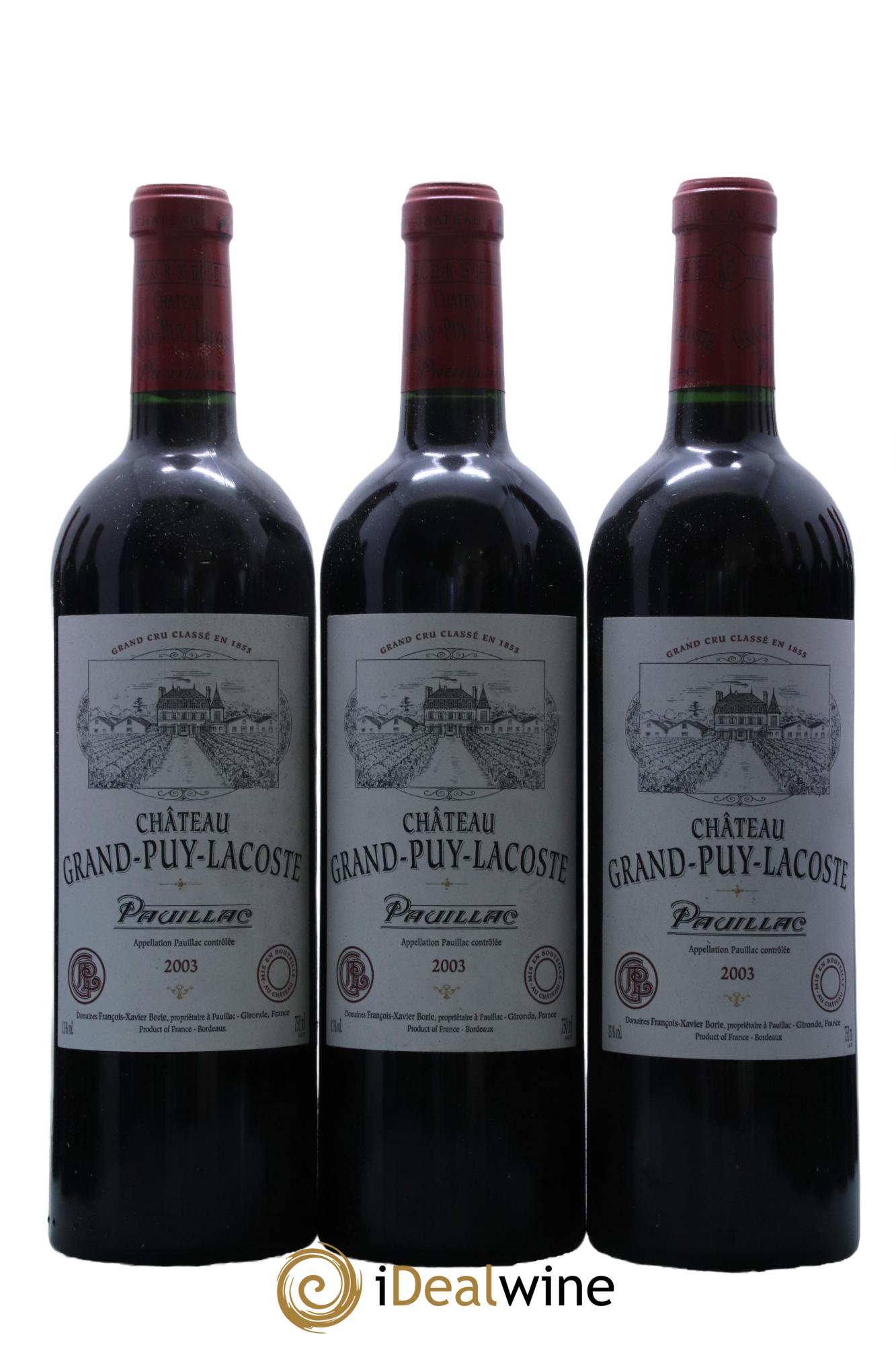 Château Grand Puy Lacoste 5ème Grand Cru Classé  2003 - Lotto di 12 bottiglie - 1