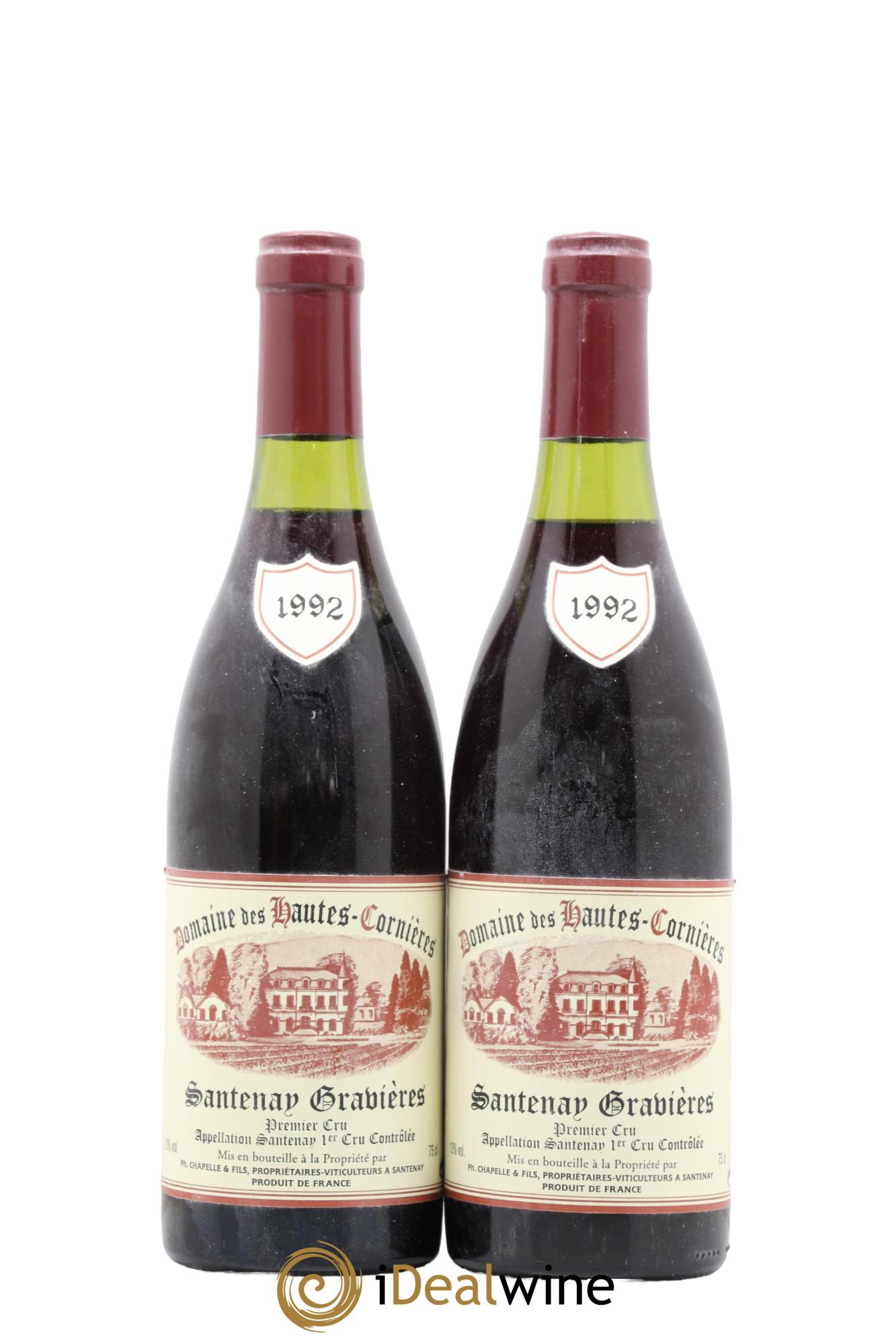 Santenay 1er Cru Santenay Gravieres Domaine des Hautes Cornieres 1992 - Lotto di 2 bottiglie - 0