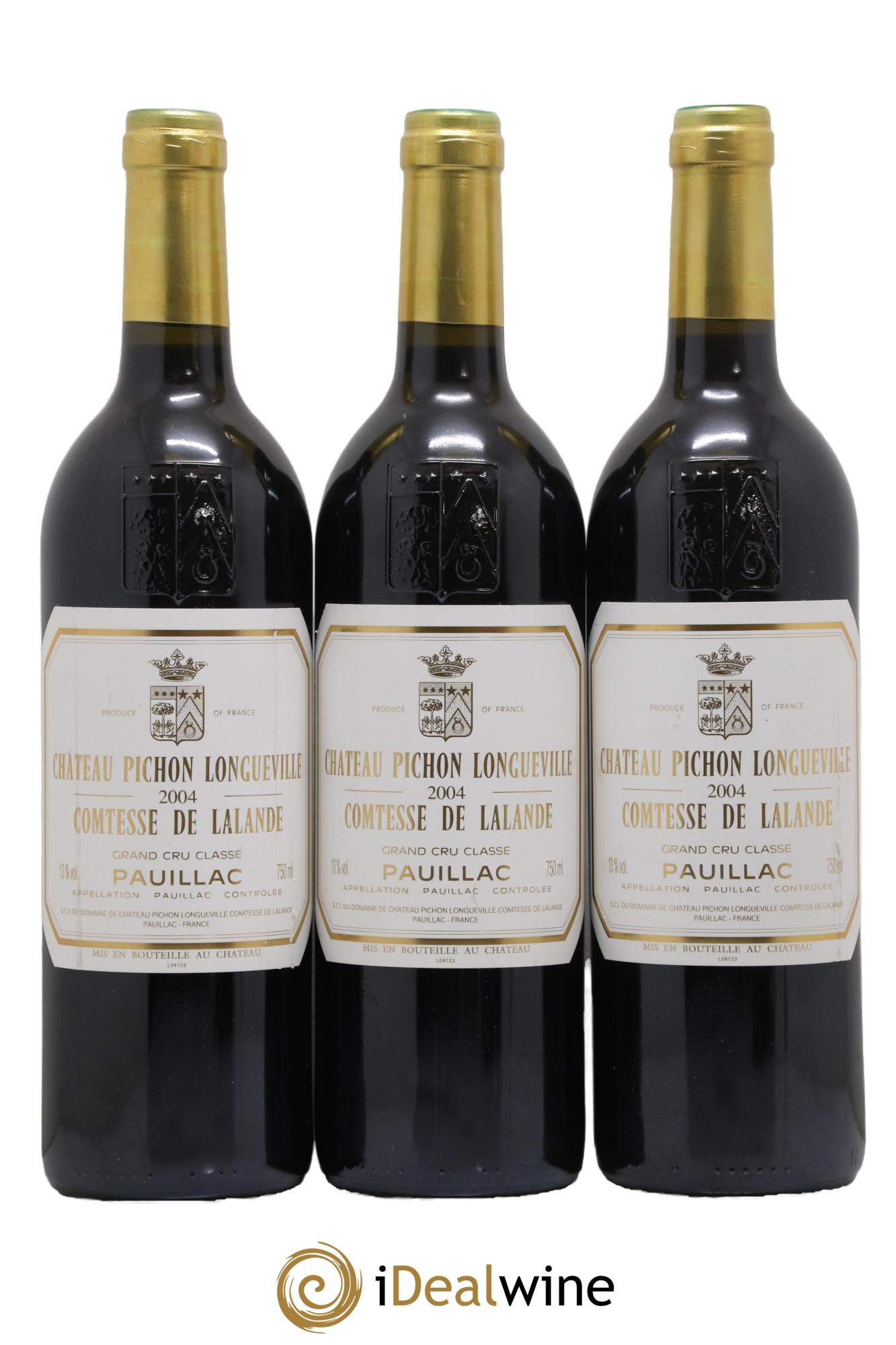 Château Pichon Longueville Comtesse de Lalande 2ème Grand Cru Classé 2004 - Lot of 3 bottles - 0