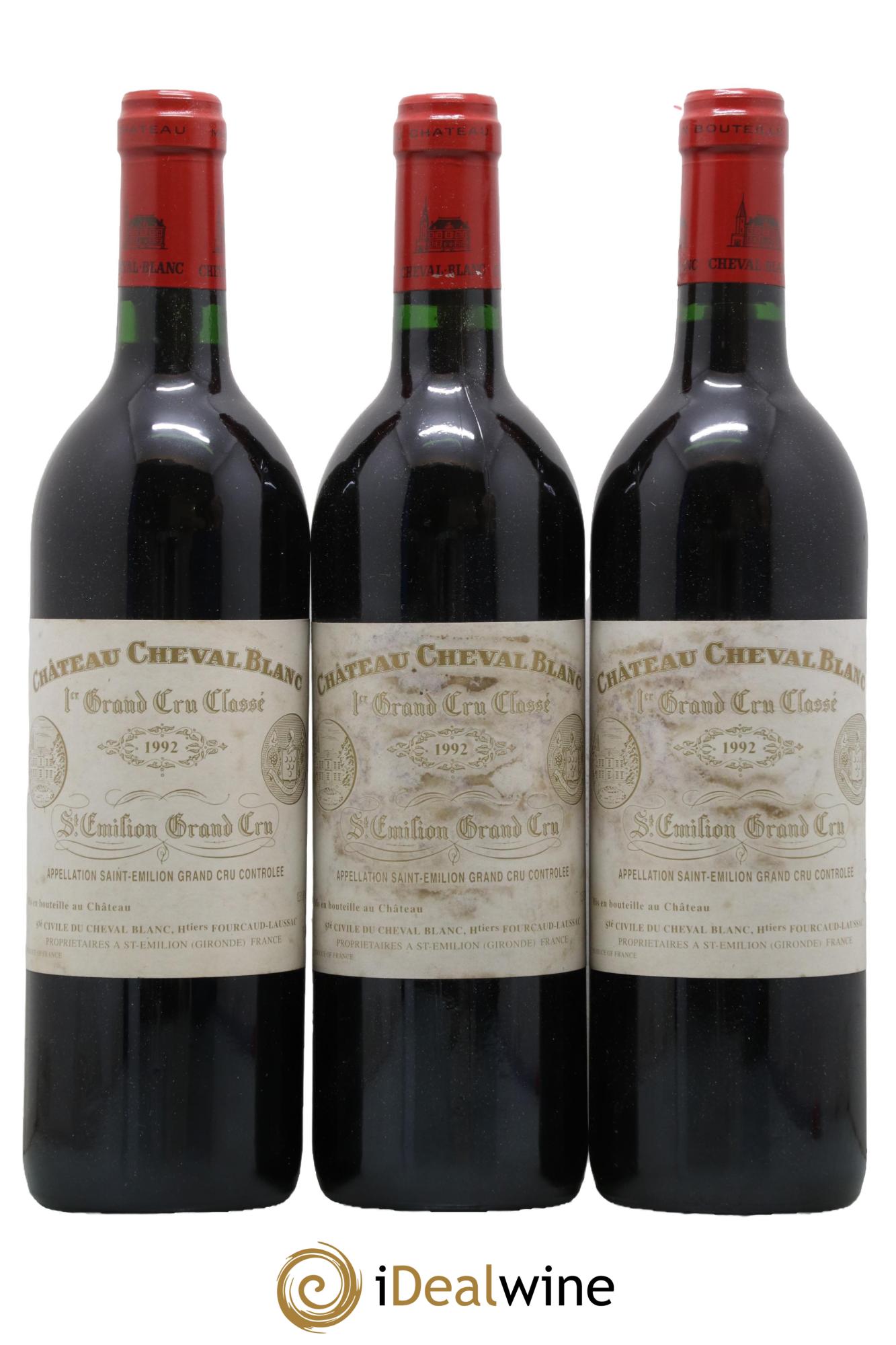 Château Cheval Blanc 1er Grand Cru Classé A 1992 - Lot of 3 bottles - 0