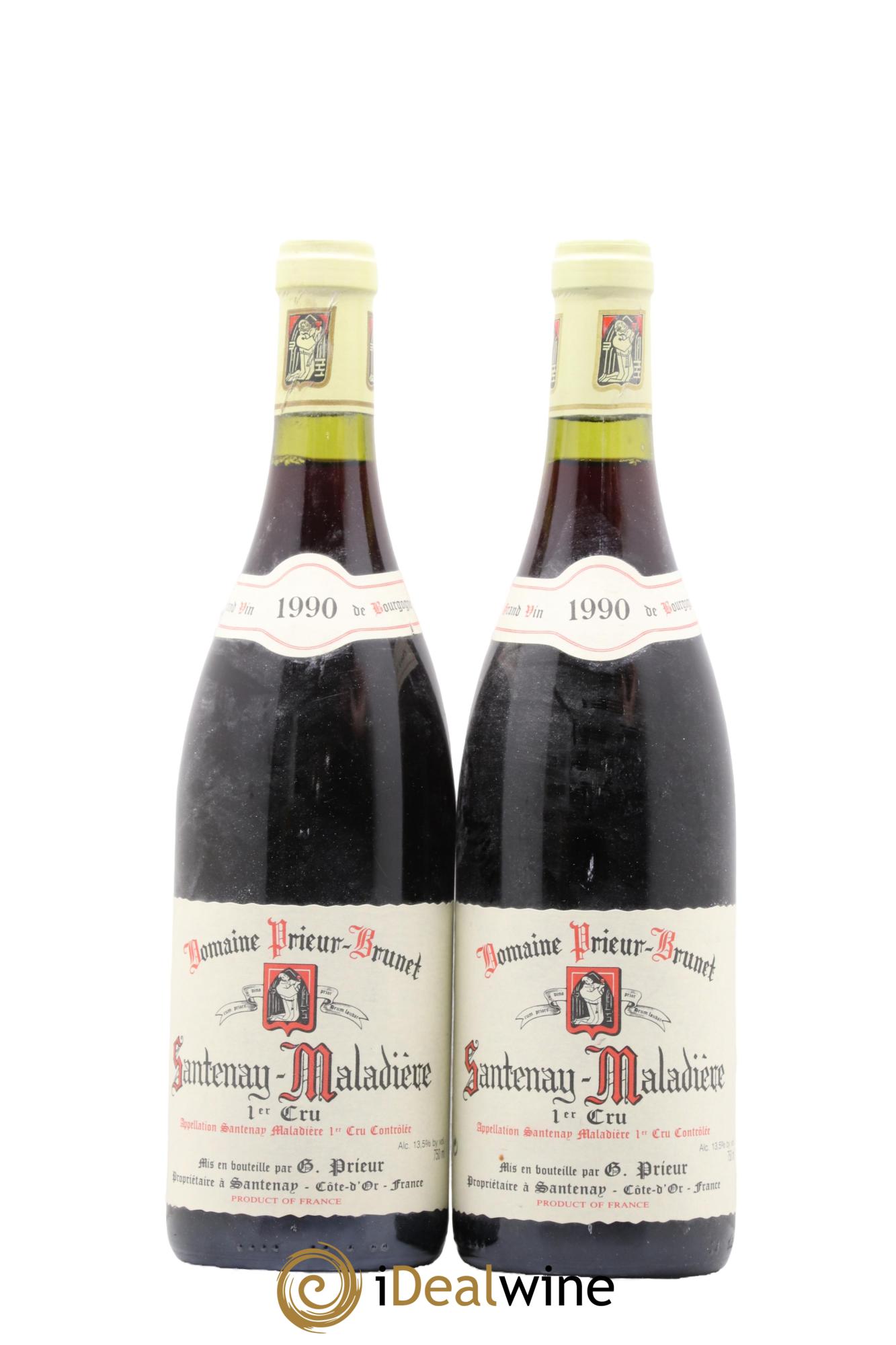 Santenay 1er Cru Maladiere 1er Cru Domaine Prieur Brunet 1990 - Lotto di 2 bottiglie - 0