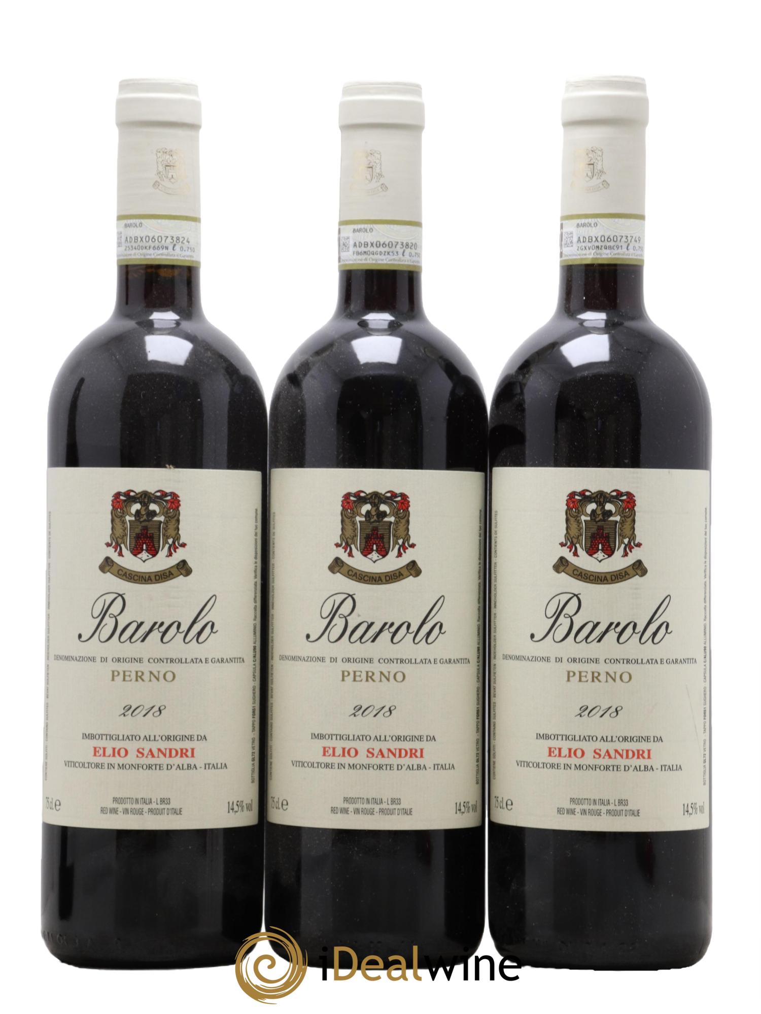 Barolo DOCG Perno Cascina Disa Elio Sandri 2018 - Posten von 3 Flaschen - 0