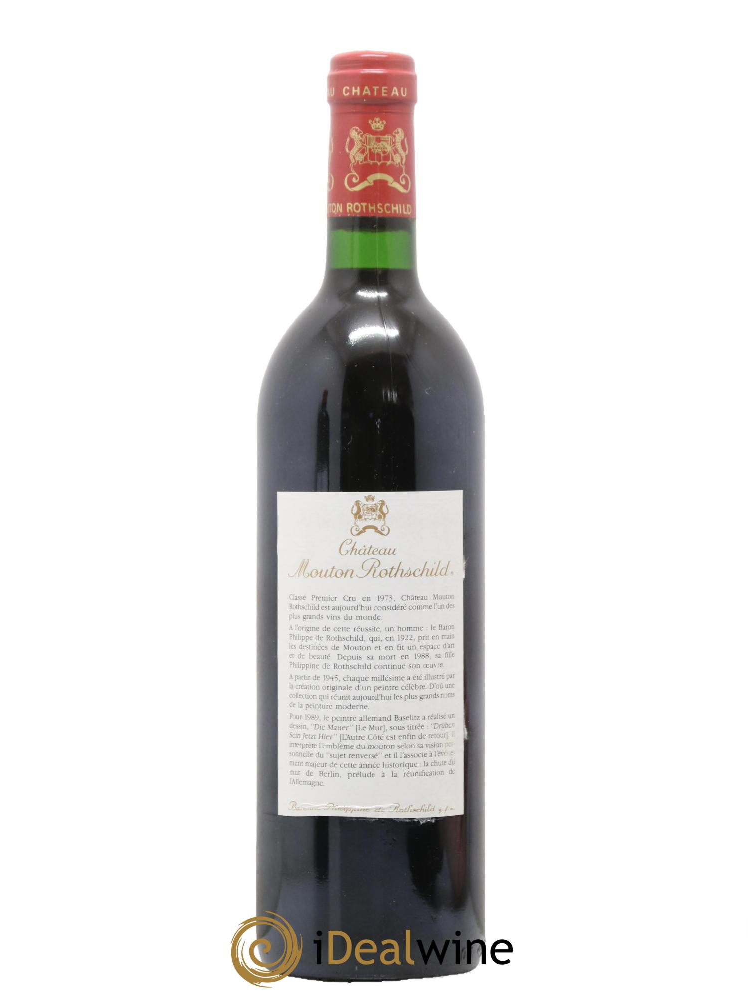 Château Mouton Rothschild 1er Grand Cru Classé 1989 - Lot de 1 bouteille - 1