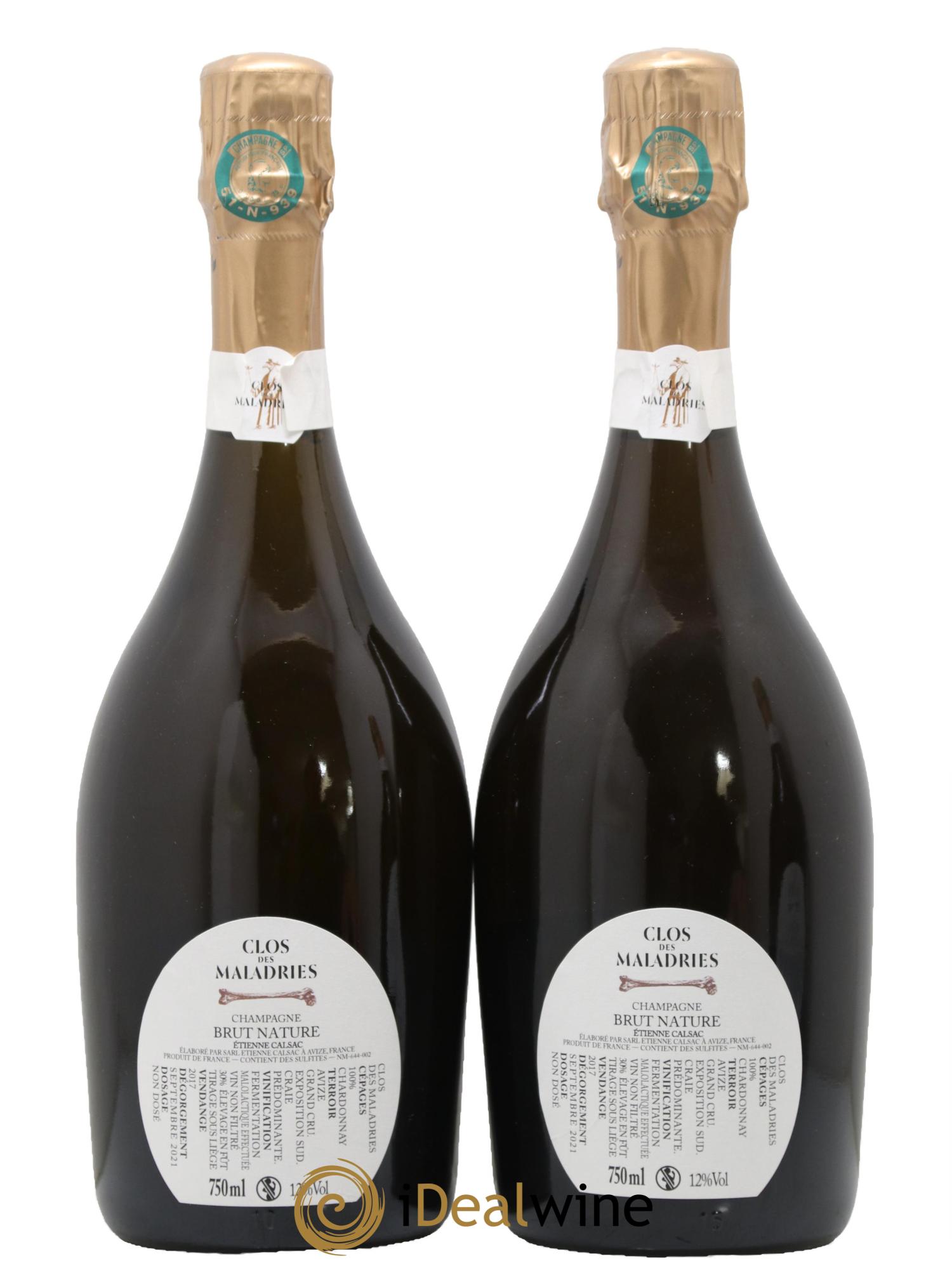 Clos des Maladries Grand Cru Extra Brut Etienne Calsac 2017 - Lot of 2 bottles - 1