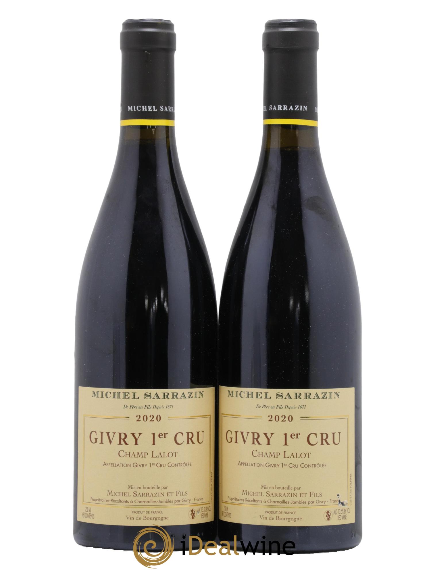 Givry 1er Cru Champs Lalot Michel Sarrazin 2020 - Lot de 2 bouteilles - 0