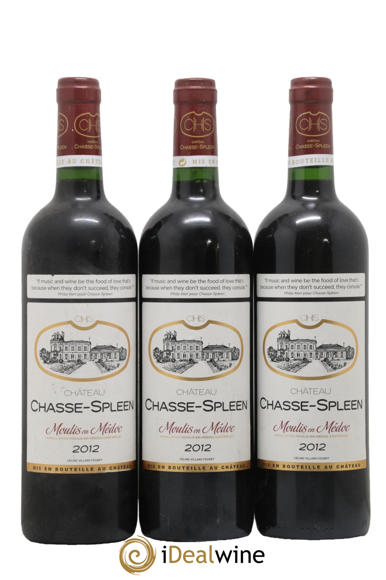 Château Chasse Spleen 2012 - Lotto di 3 bottiglie - 0