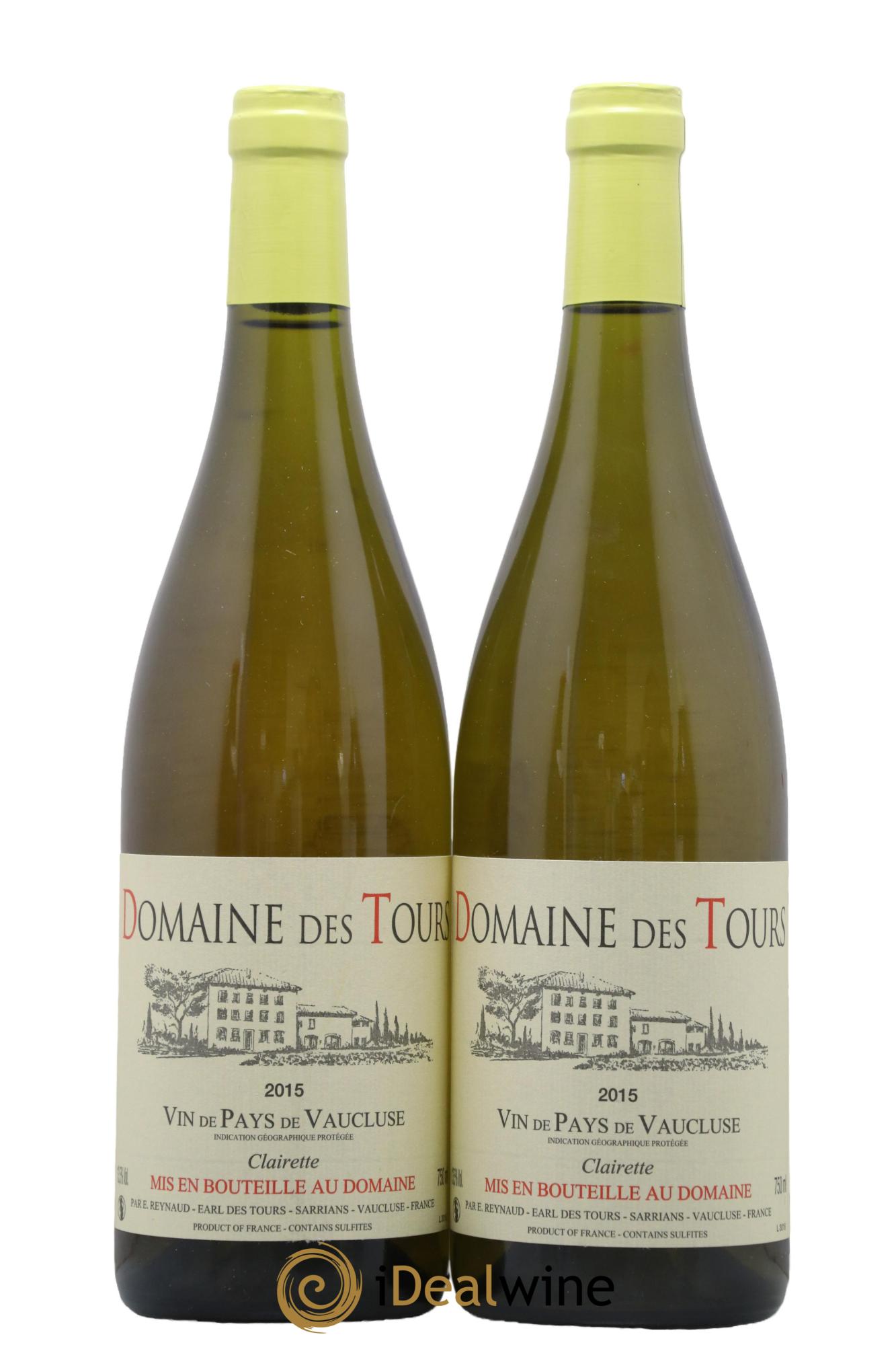 IGP Vaucluse (Vin de Pays de Vaucluse) Domaine des Tours Clairette Emmanuel Reynaud 2015 - Lot de 2 bouteilles - 0