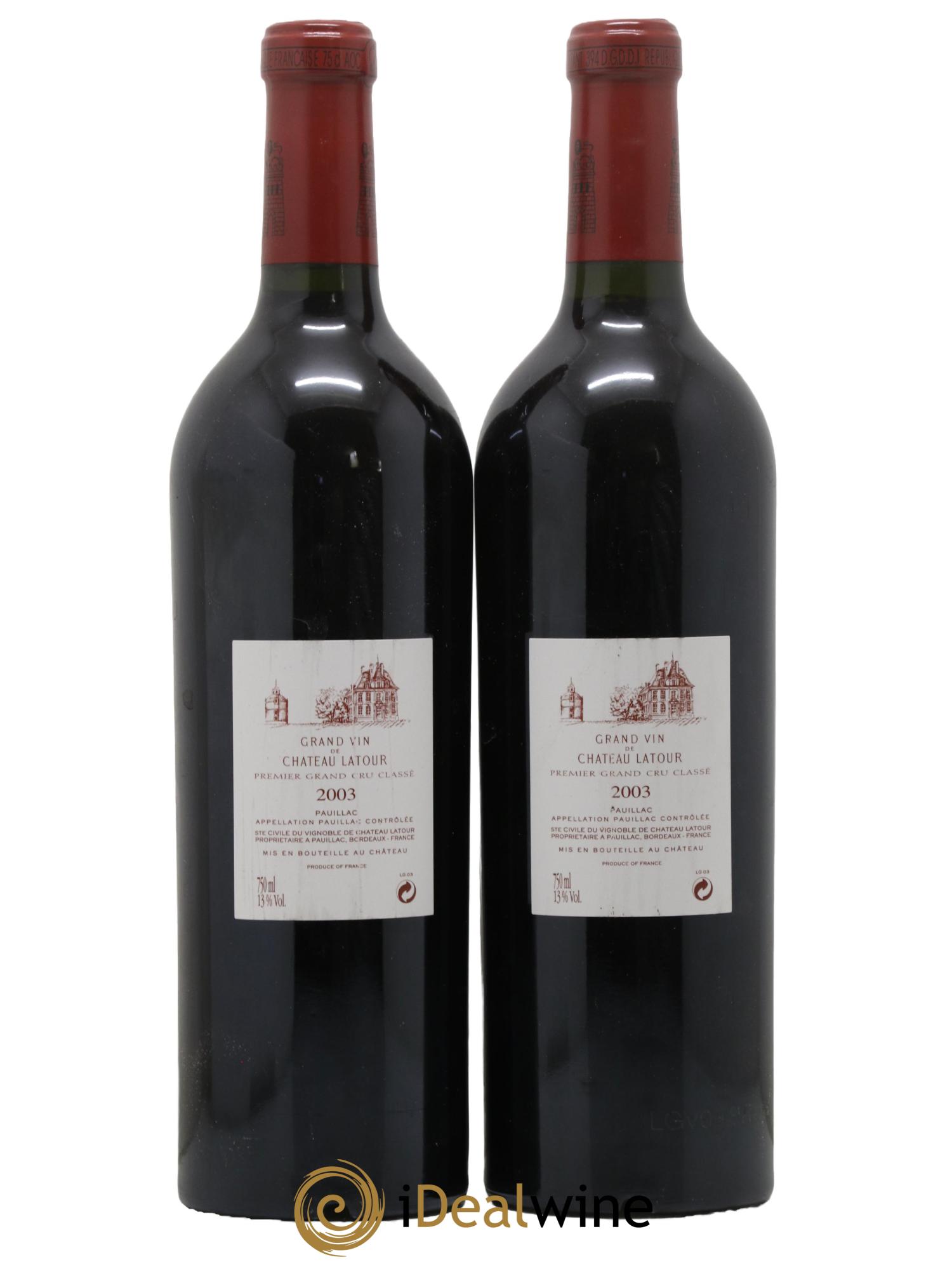 Château Latour 1er Grand Cru Classé 2003 - Lotto di 2 bottiglie - 1