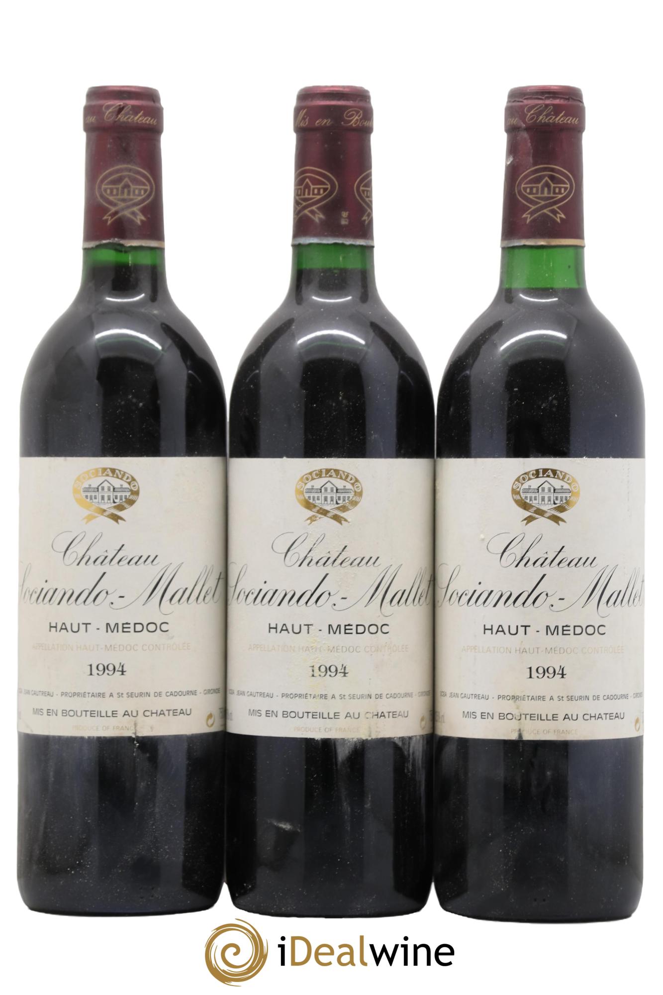 Château Sociando Mallet 1994 - Posten von 3 Flaschen - 0