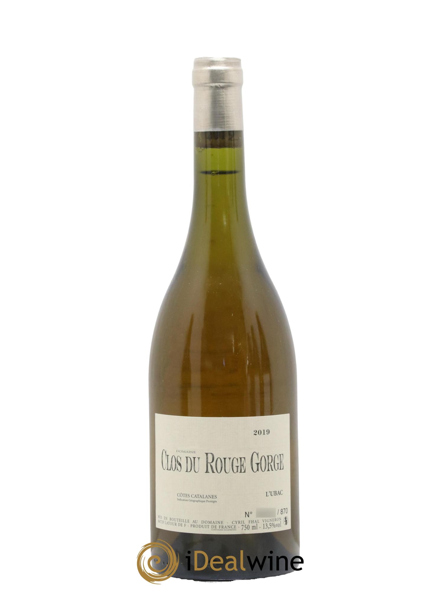 IGP Côtes Catalanes Clos du Rouge Gorge L'Ubac Cyril Fhal 2019 - Lot de 1 bouteille - 0