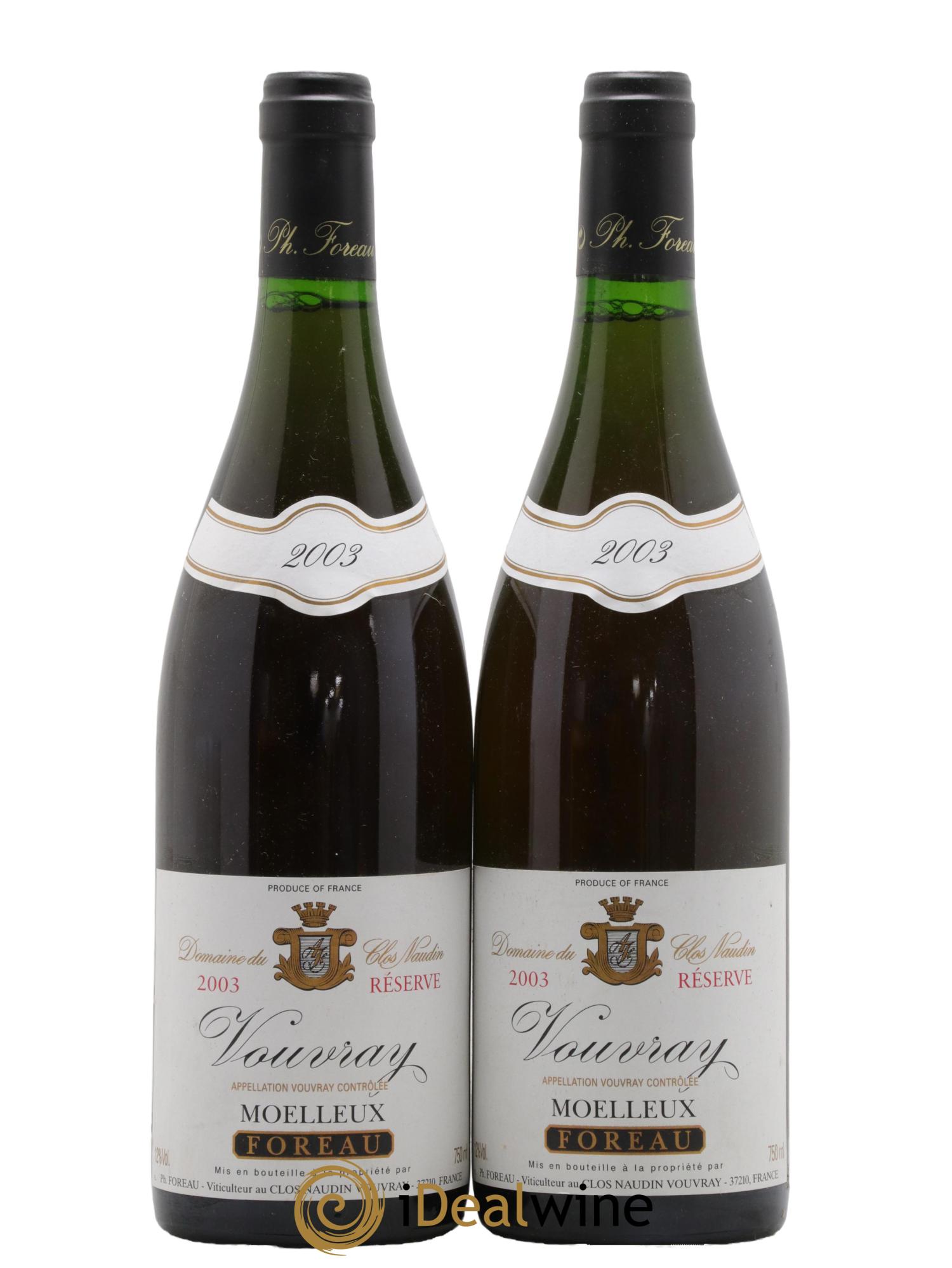 Vouvray Moelleux Réserve Clos Naudin - Philippe Foreau 2003 - Lot de 2 bouteilles - 0