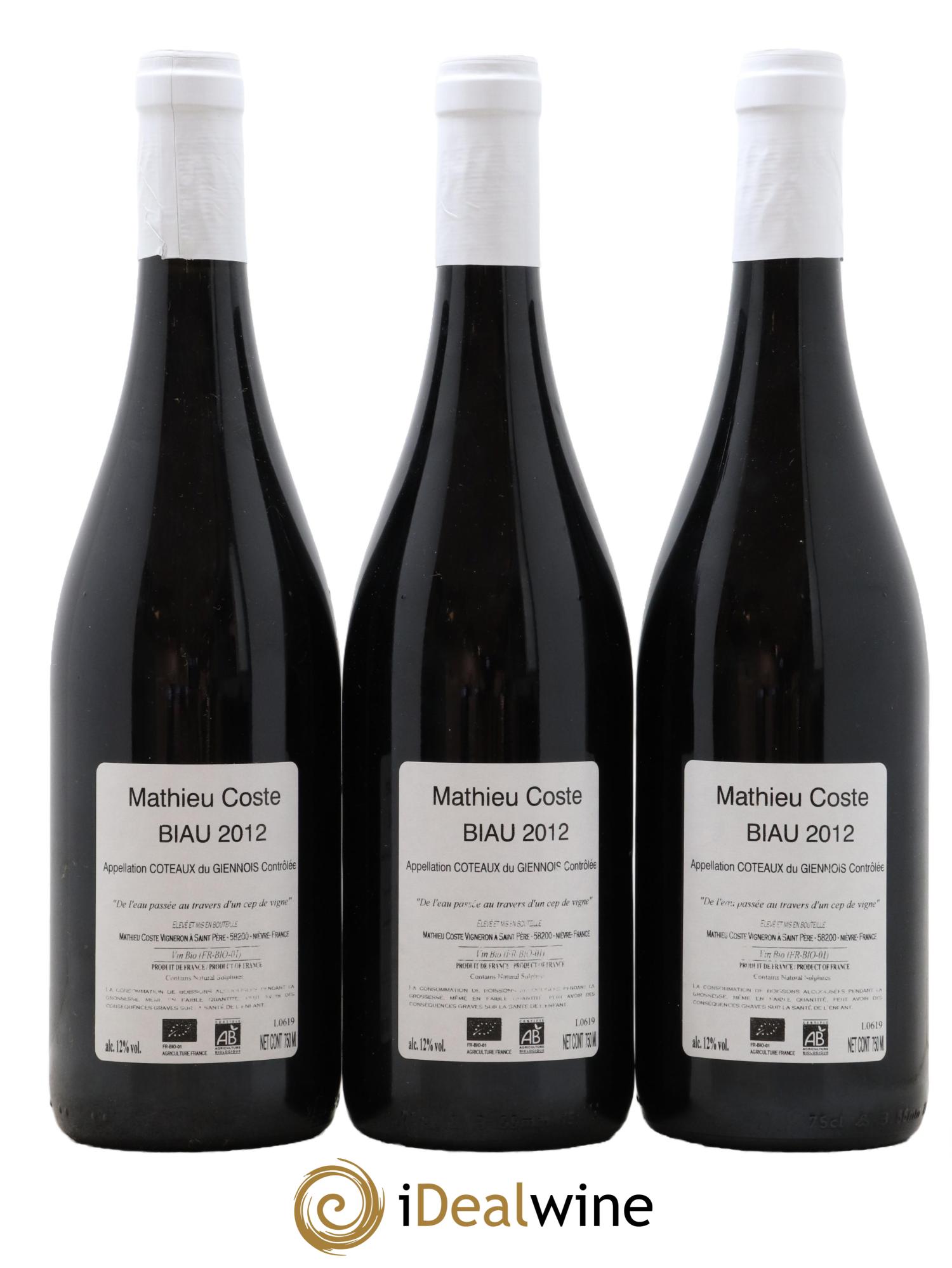 Vin de France Biau Mathieu Coste 2012 - Lot de 3 bouteilles - 1