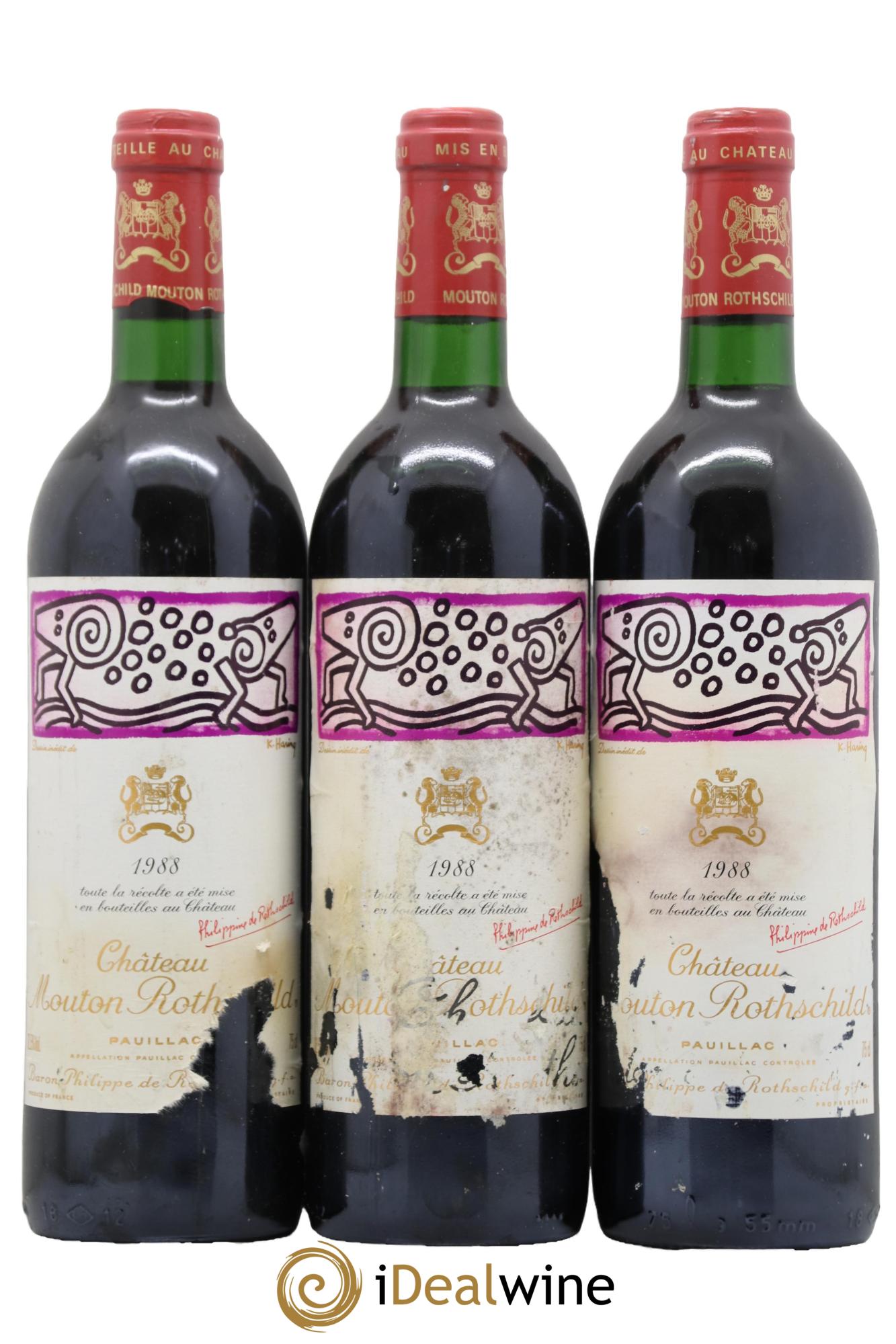 Château Mouton Rothschild 1er Grand Cru Classé 1988 - Posten von 3 Flaschen - 0