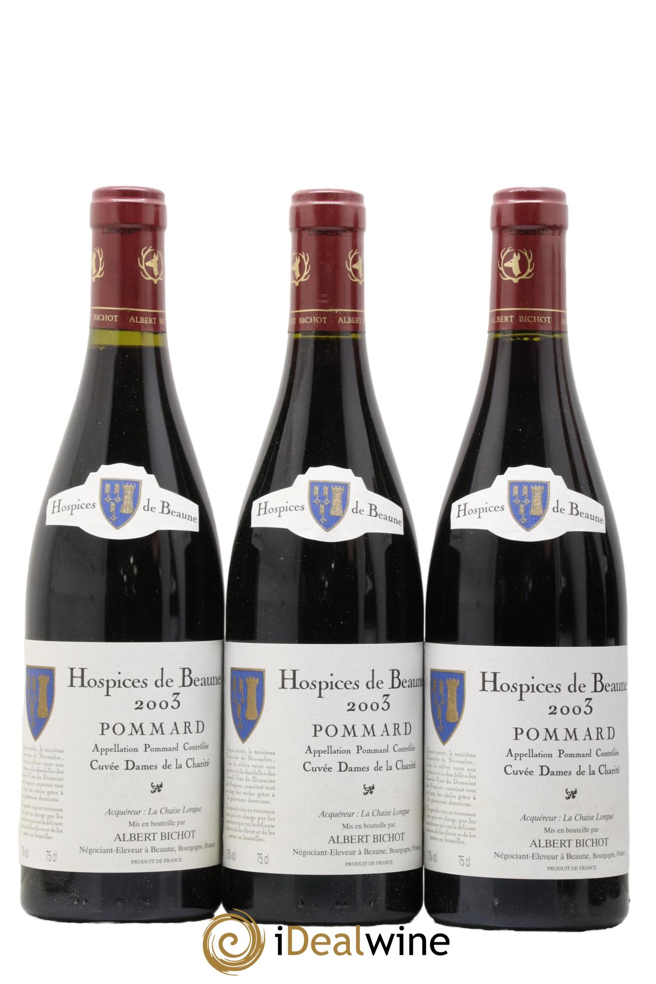 Pommard Hospices de Beaune cuvée Dames de la Charité Bichot 2003 - Lot de 6 bouteilles - 2