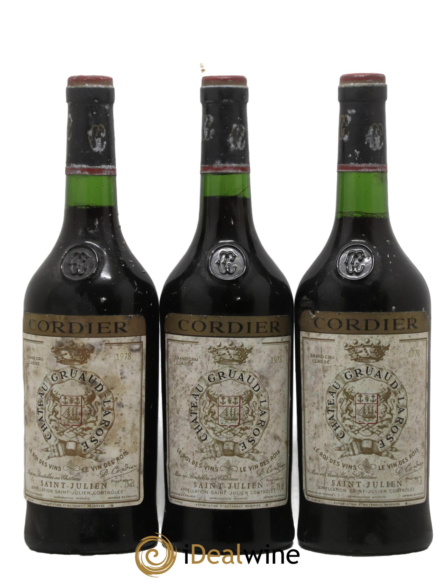 Château Gruaud Larose 2ème Grand Cru Classé 1978 - Lot de 3 bouteilles - 0