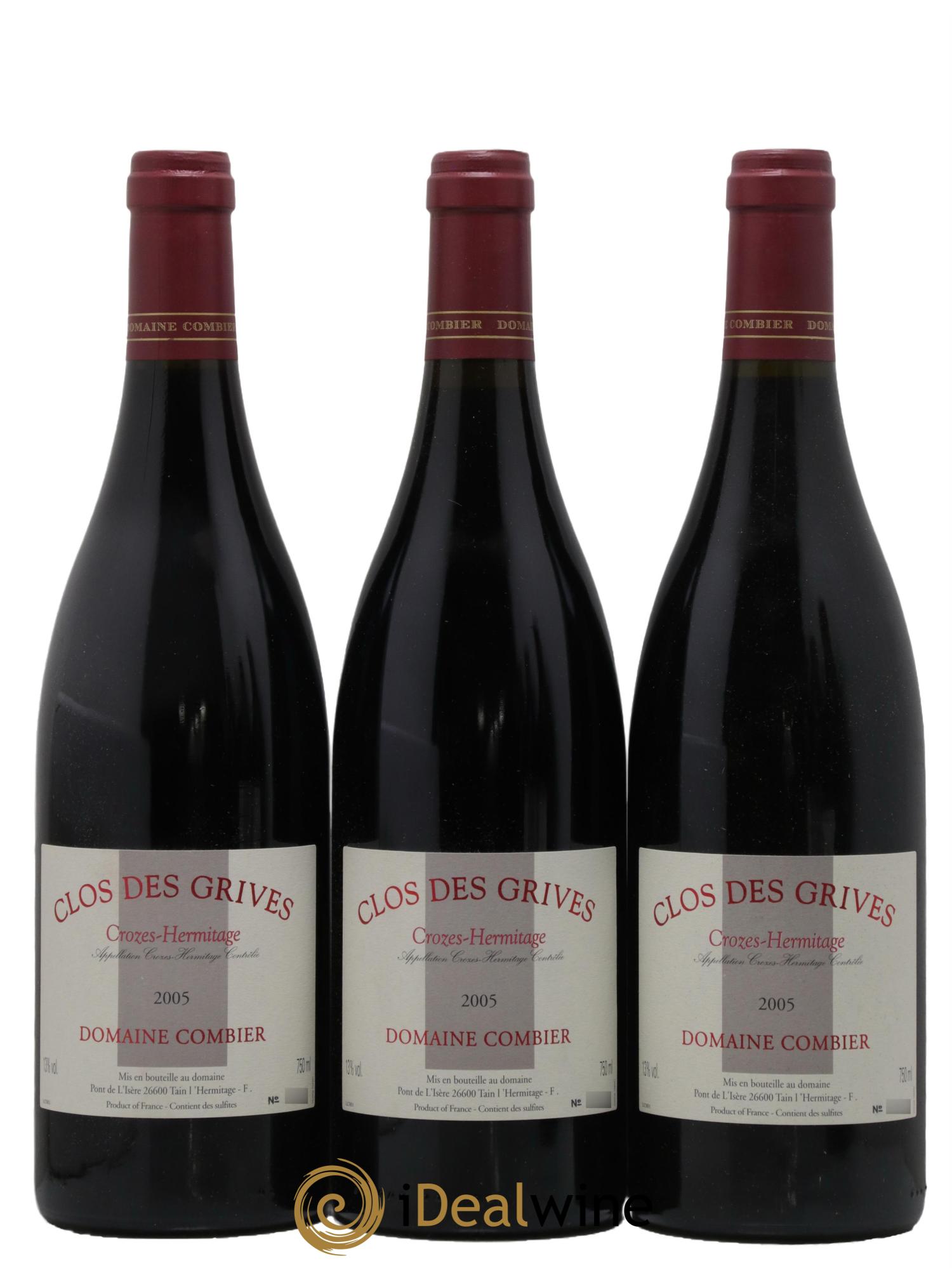 Crozes-Hermitage Clos des Grives Combier 2005 - Lot de 3 bouteilles - 0