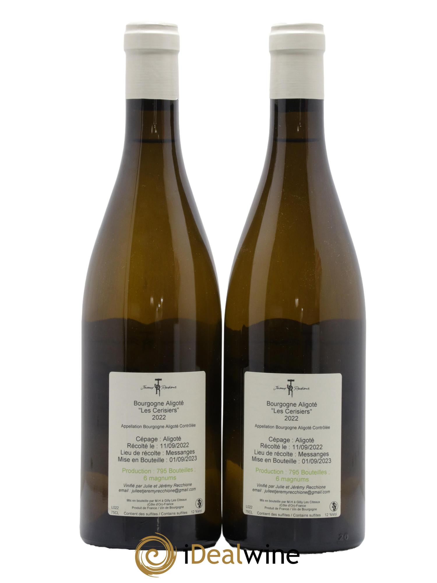 Bourgogne Aligoté Les Cerisiers Recchione Jeremy 2022 - Lot of 2 bottles - 1