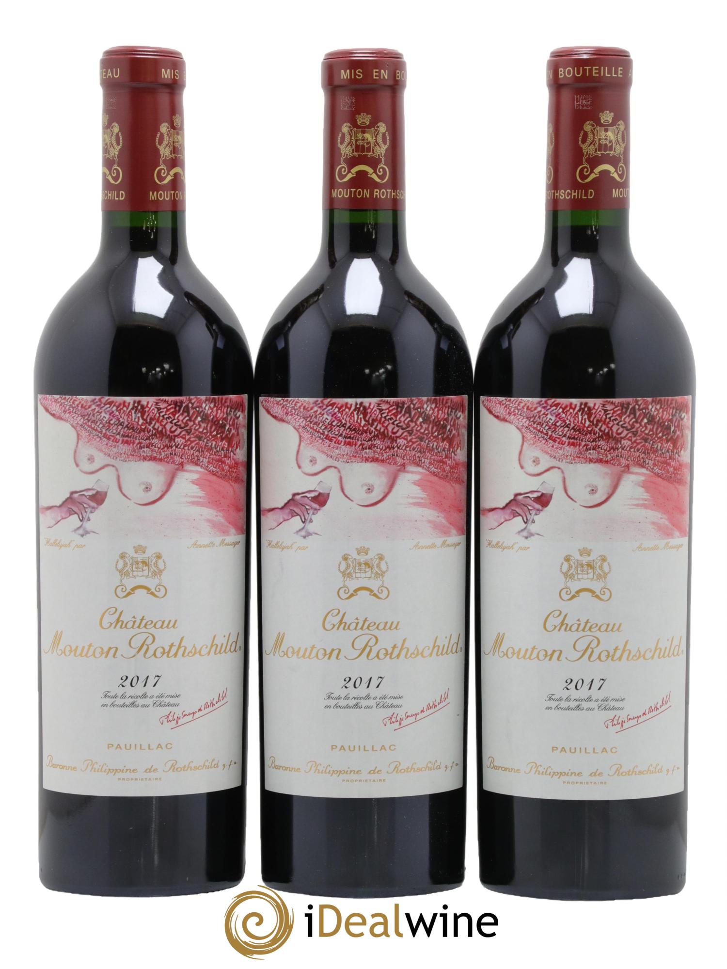 Château Mouton Rothschild 1er Grand Cru Classé 2017 - Lot de 3 bouteilles - 0