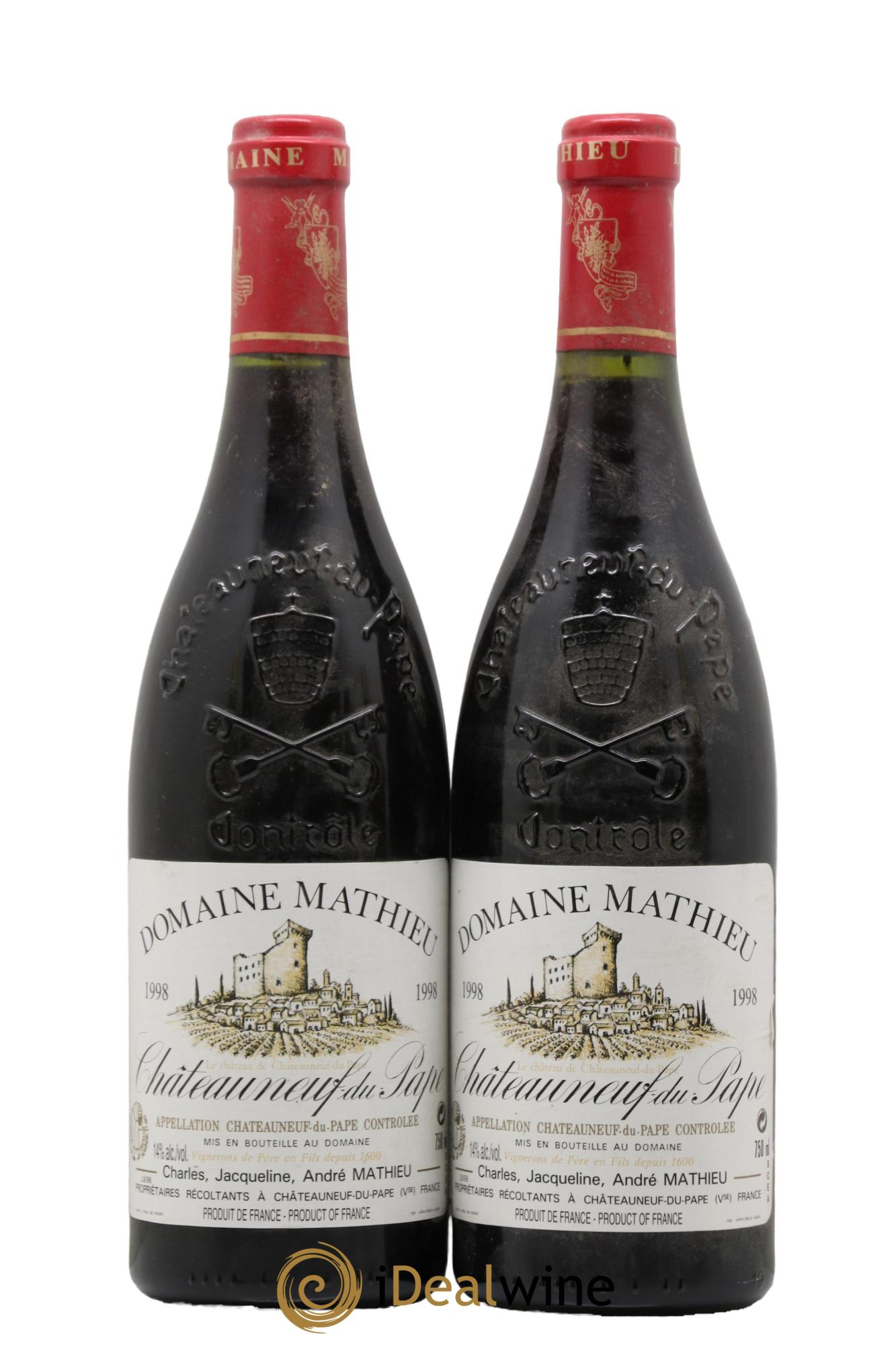 Châteauneuf-du-Pape Mathieu 1998 - Posten von 2 Flaschen - 0