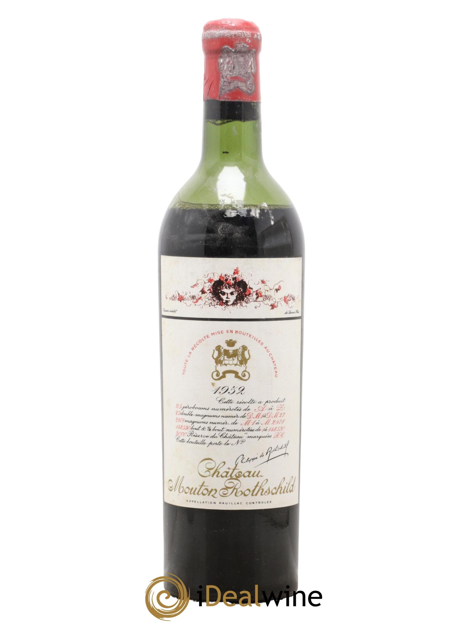 Château Mouton Rothschild 1er Grand Cru Classé 1952 - Lot de 1 bouteille - 0