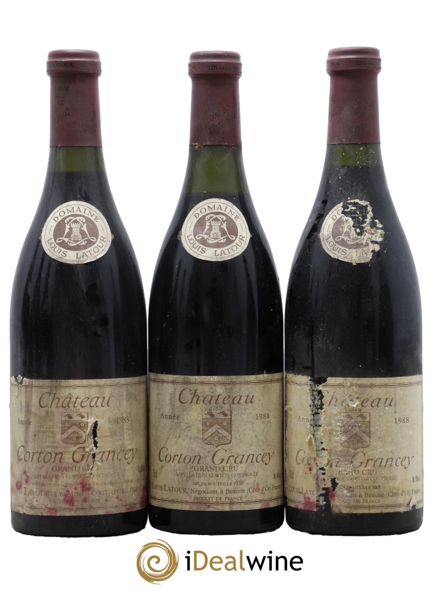 Corton Grand Cru Château Corton Grancey Louis Latour 1988 - Lotto di 3 bottiglie - 0