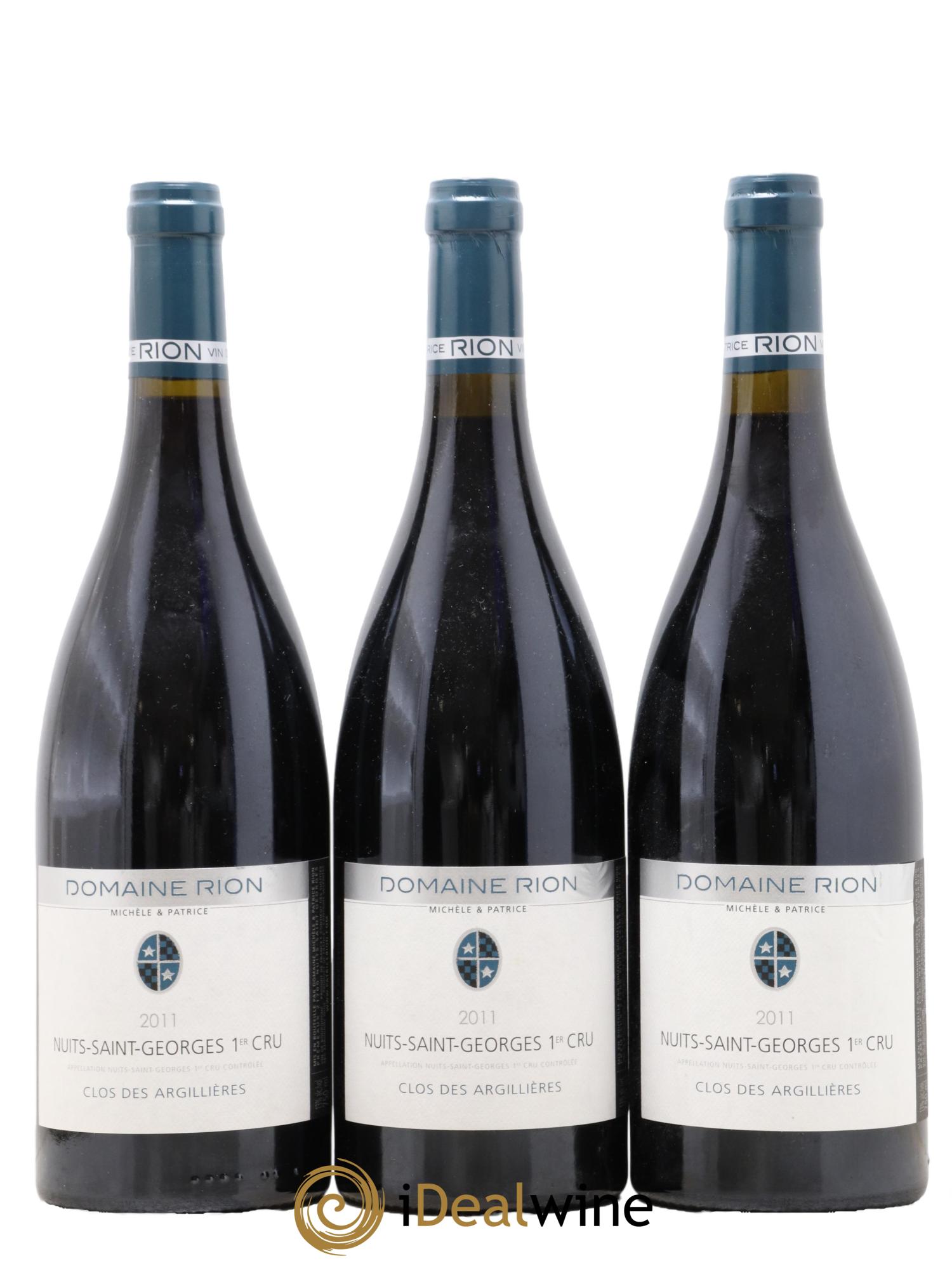 Nuits Saint-Georges 1er Cru Clos Des Argillières Patrice Rion (Domaine) 2011 - Lot de 3 bouteilles - 0