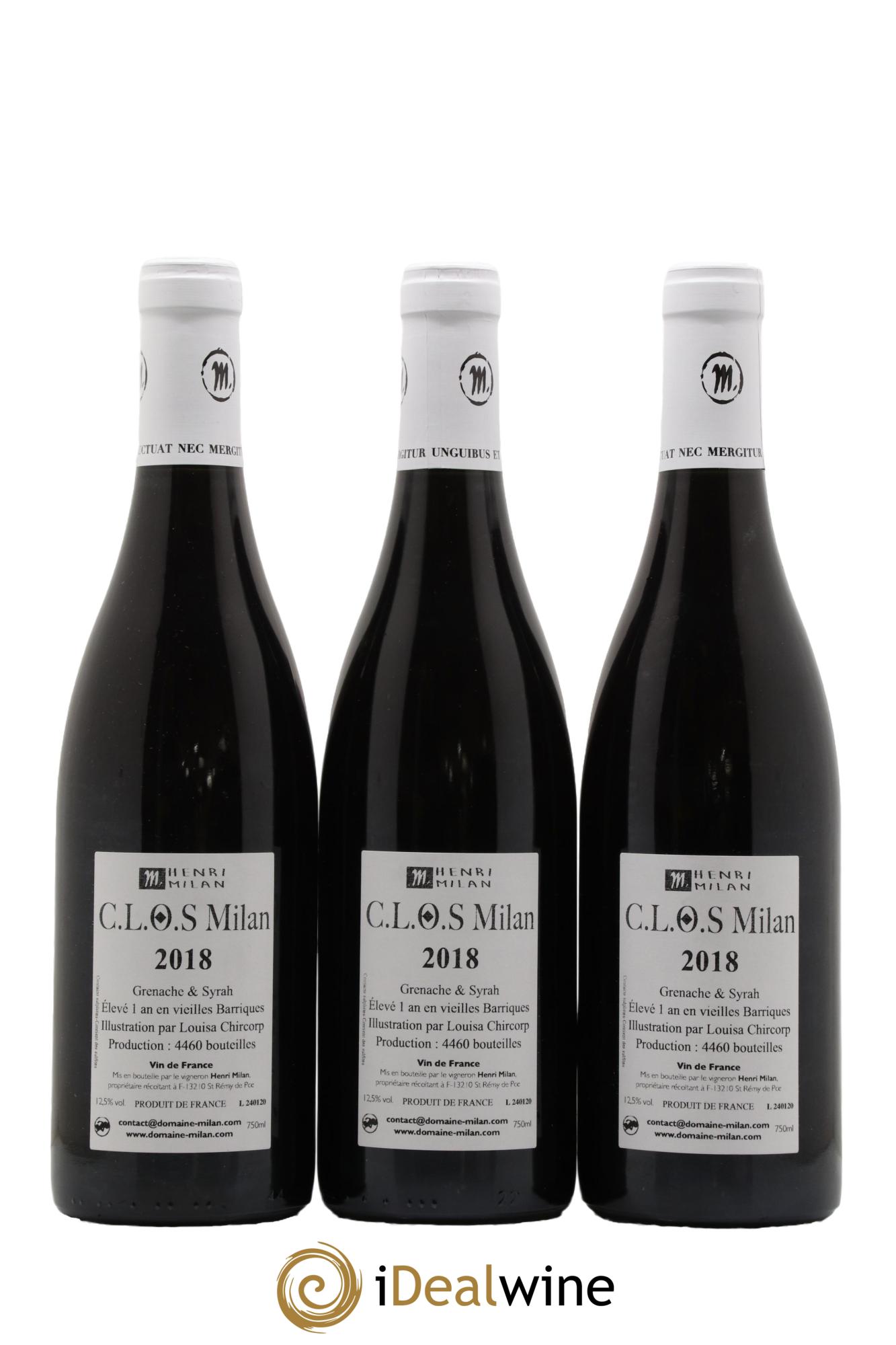 Vin de France Clos Milan Henri Milan 2018 - Posten von 3 Flaschen - 1