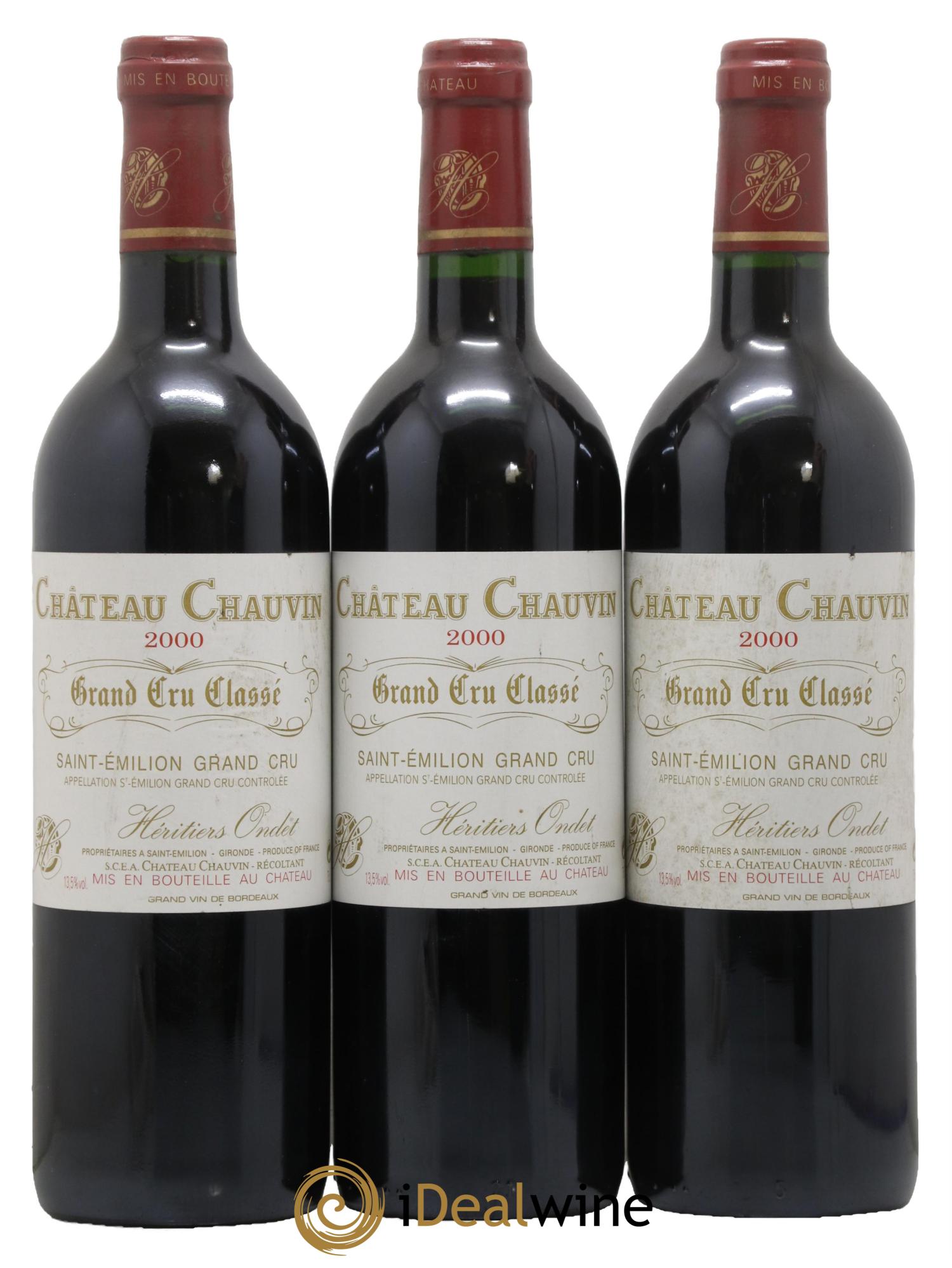 Château Chauvin Grand Cru Classé 2000 - Lot de 3 bouteilles - 0