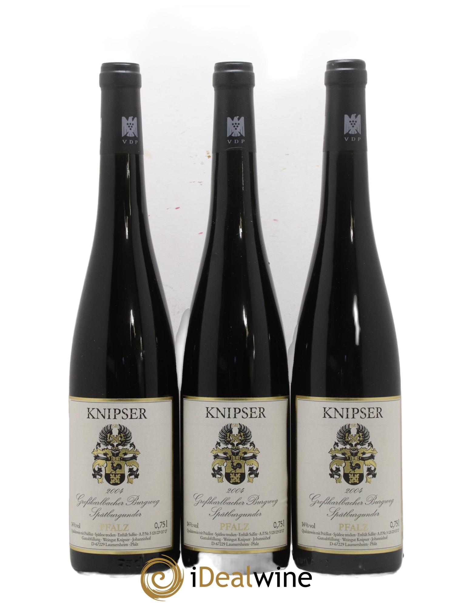 Allemagne Pfalz Grosskarlbacher Burgweg Spätburgunder Weingut Knipser 2004 - Lot de 3 bouteilles - 0