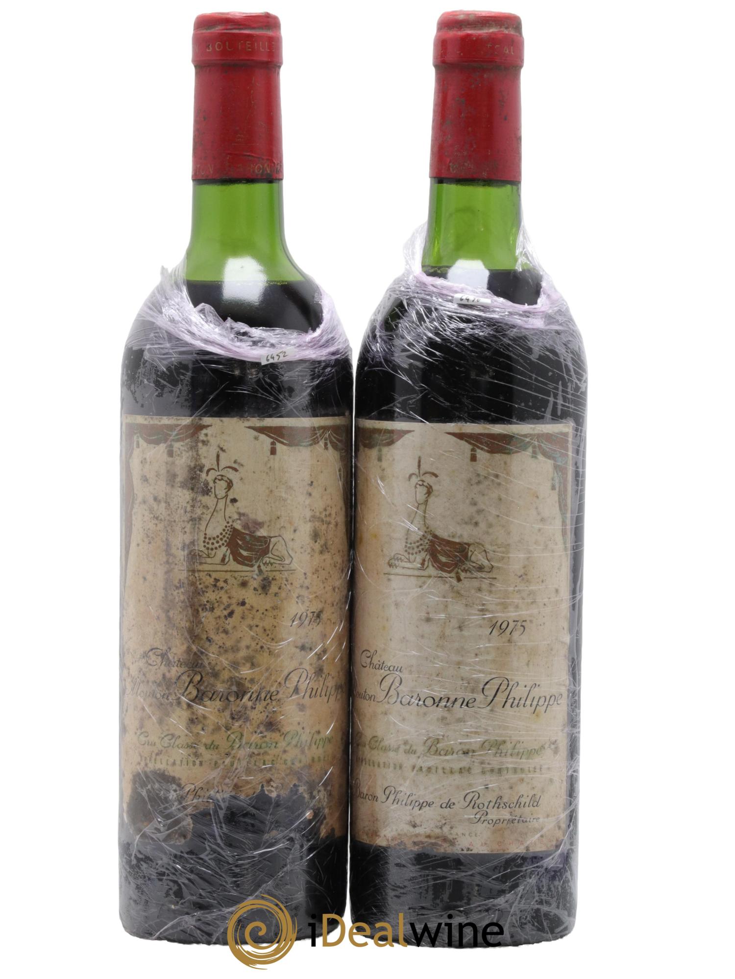 Château d' Armailhac - Mouton Baron(ne) Philippe 5ème Grand Cru Classé 1975 - Posten von 2 Flaschen - 0