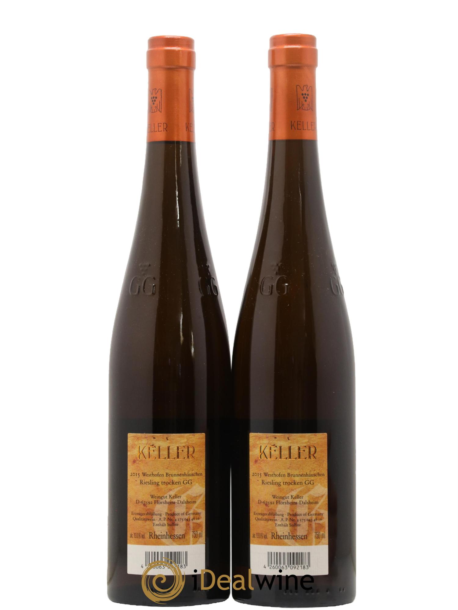 Riesling Trocken  GG Abts Erde Westhofen Brunnenhäuschen  Keller 2015 - Lot de 2 bouteilles - 1