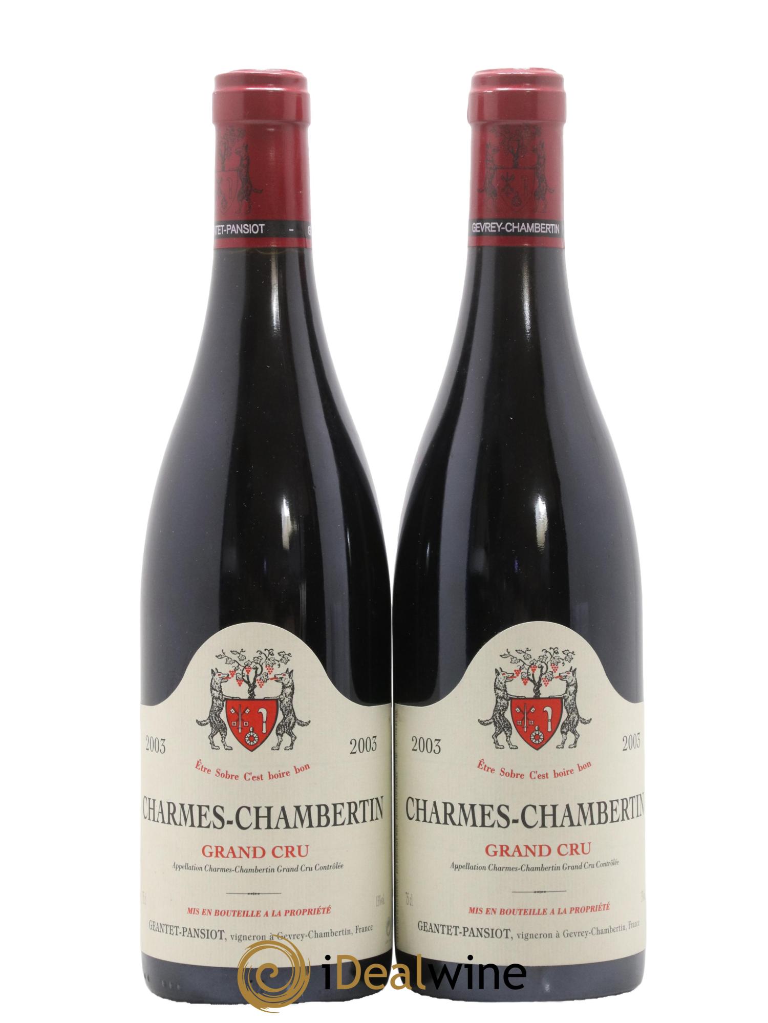 Charmes-Chambertin Grand Cru Geantet-Pansiot 2003 - Lot of 2 bottles - 0