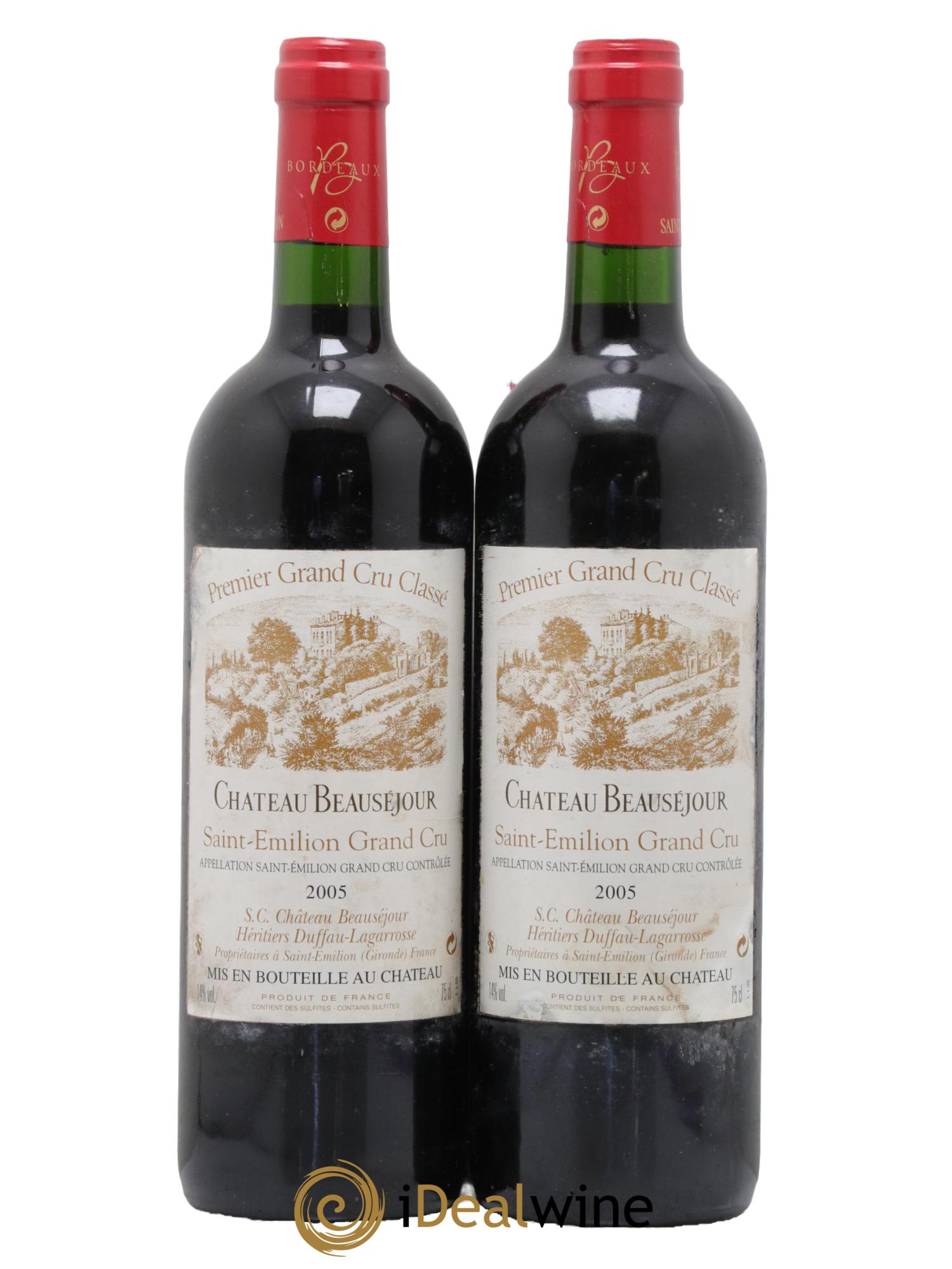 Château Beauséjour (Duffau-Lagarrosse) 1er Grand Cru Classé B 2005 - Posten von 2 Flaschen - 0